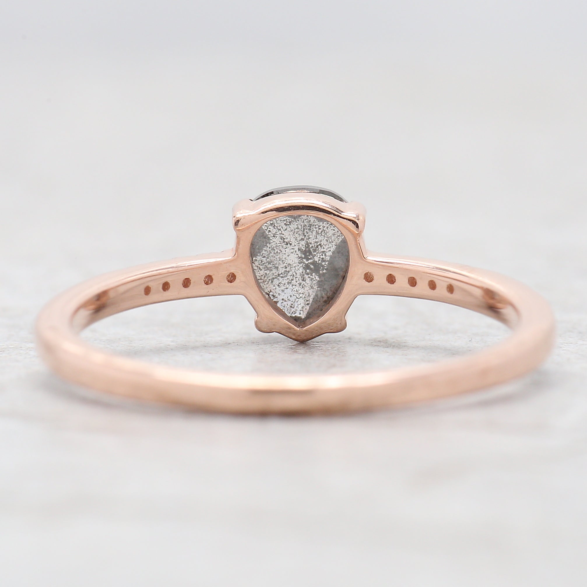 Heart Salt And Pepper Diamond Ring 0.39 Ct 5.80 MM Heart Shape Diamond Ring 14K Solid Rose Gold Silver Engagement Ring Gift For Her QL1746