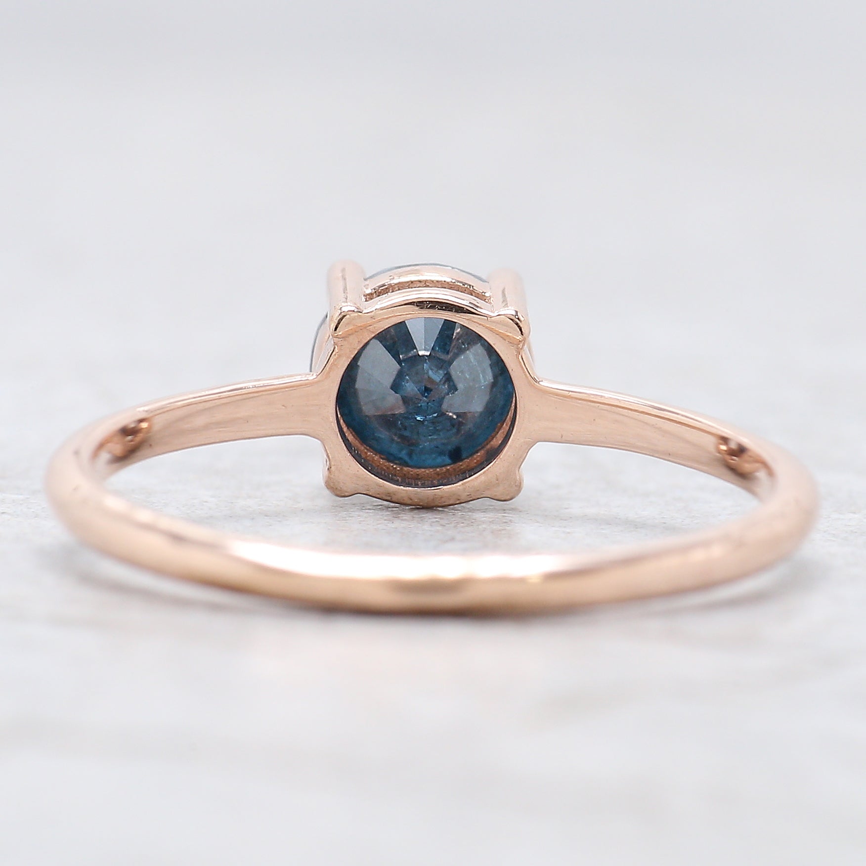 Round Cut Blue Color Diamond Ring 0.95 Ct 5.50 MM Round Shape Diamond Ring 14K Rose Gold Silver Round Engagement Ring Gift For Her QN9923