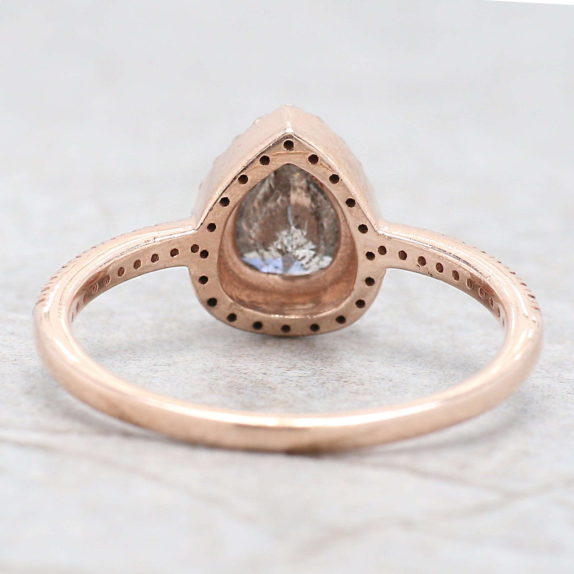 Pear Cut Salt And Pepper Diamond Ring 0.77 Ct 6.20 MM Pear Diamond Ring 14K Solid Rose Gold Silver Pear Engagement Ring Gift For Her QN8806