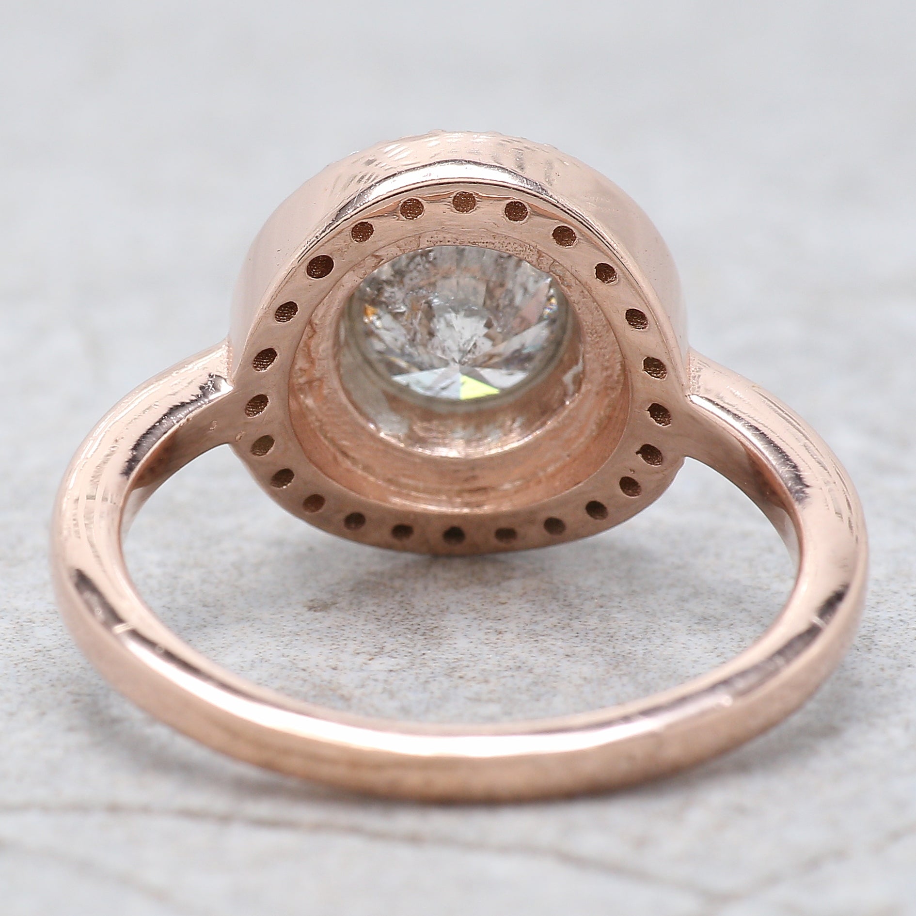 Round Cut Salt And Pepper Diamond Ring 1.11 Ct 6.14 MM Round Diamond Ring 14K Solid Rose Gold Silver Engagement Ring Gift For Her QL2606