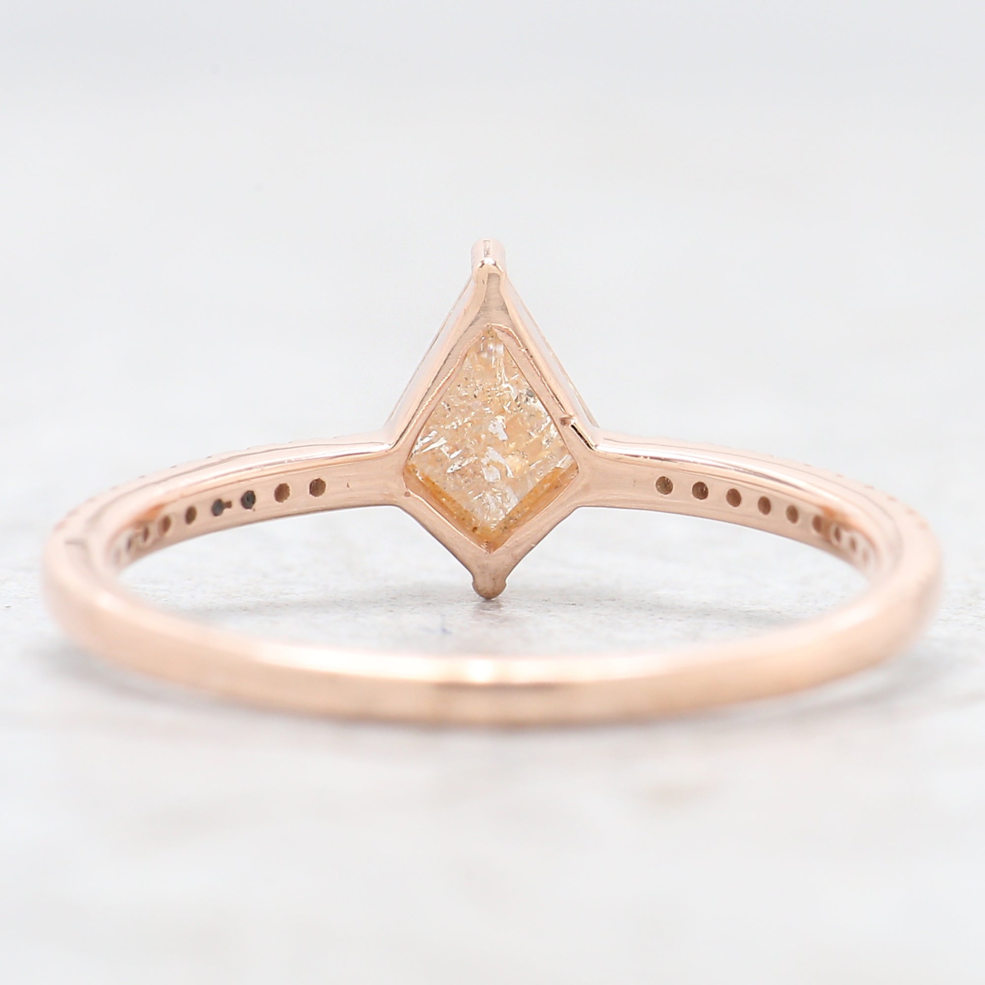 Kite Cut Brown Color Diamond Ring 0.58 Ct 7.43 MM Kite Shape Diamond Ring 14K Solid Rose Gold Silver Kite Engagement Ring Gift For Her QK2590