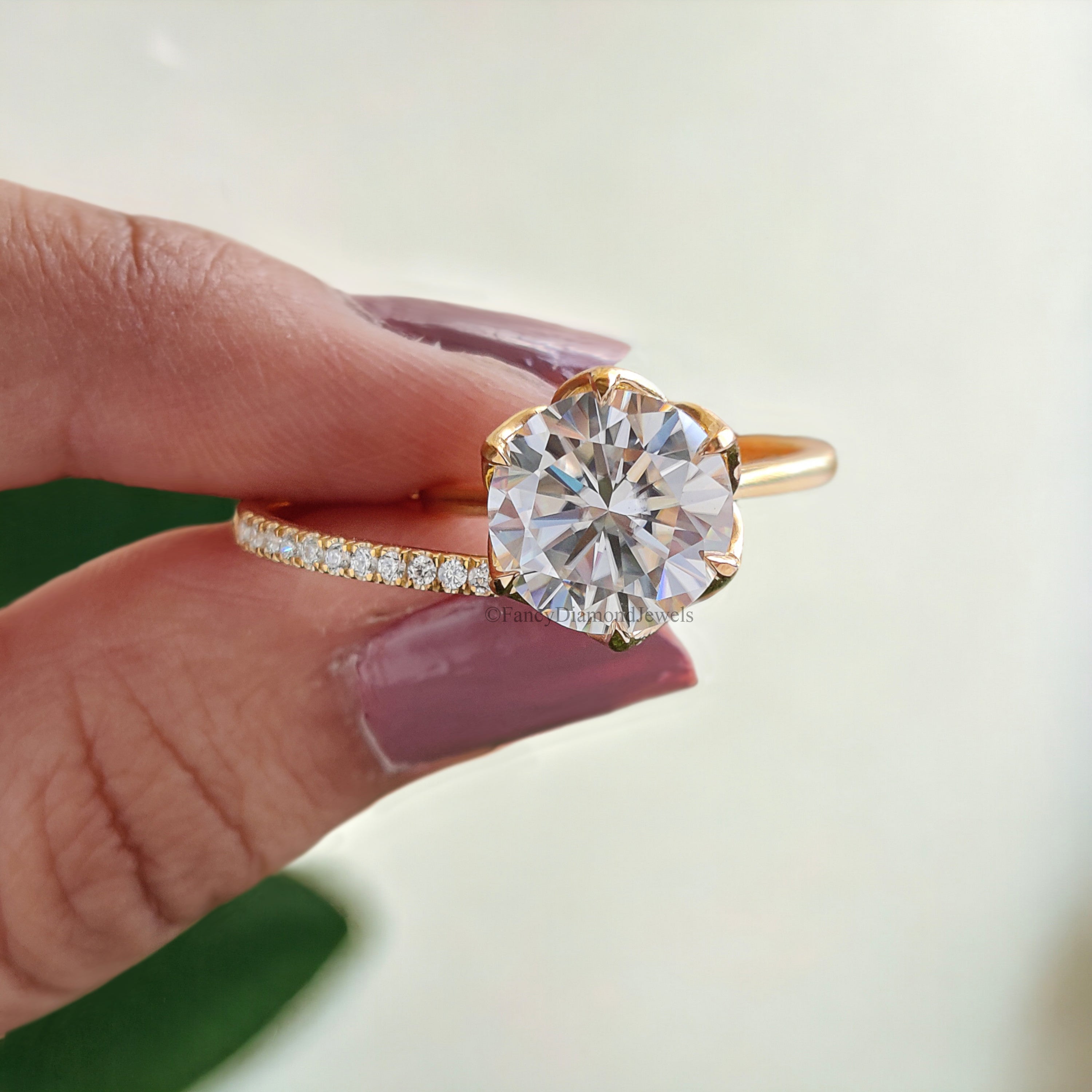 Engagement Ring set in 925 Sterling Silver for Bridal wedding Round Moissanite Ring Set For Women 14k yellow gold moissanite rings FD143