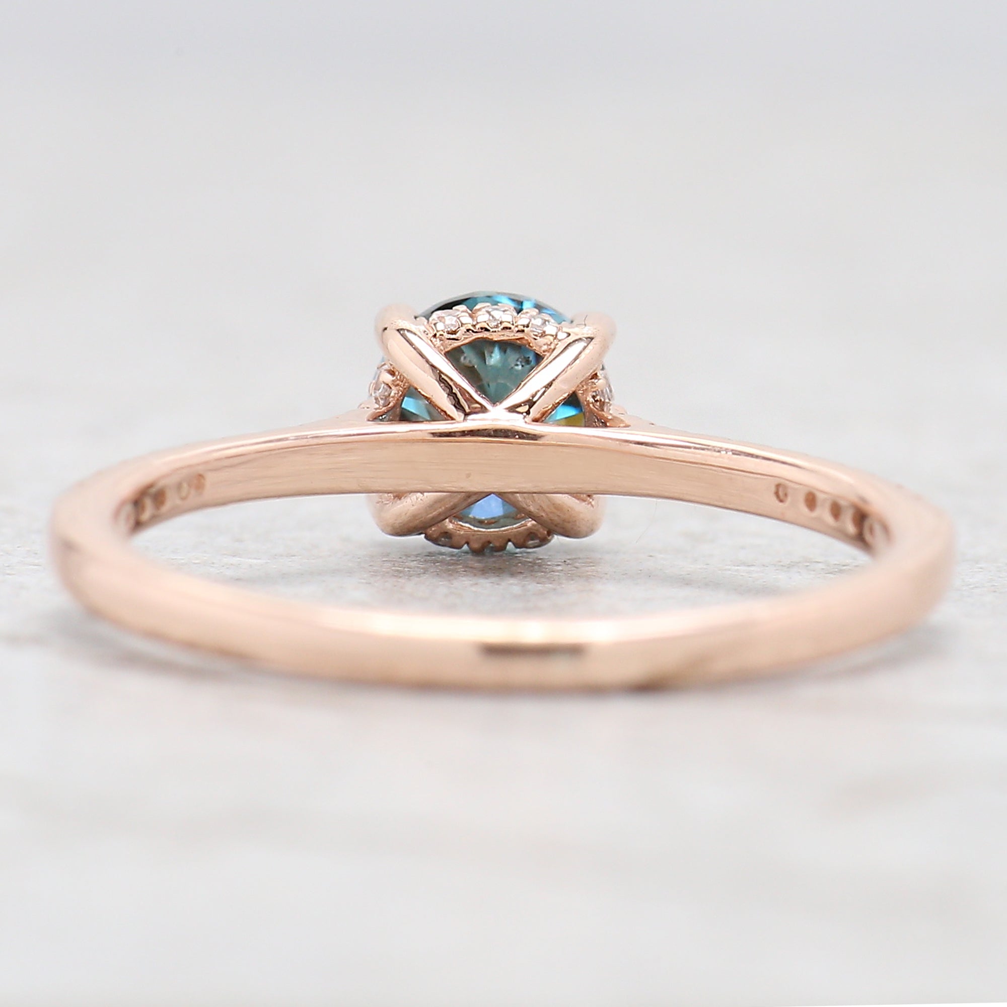 Round Shape Blue Color Diamond Ring 0.66 Ct 5.55 MM Round Cut Diamond Ring 14K Solid Rose Gold Silver Engagement Ring Gift For Her QL9739