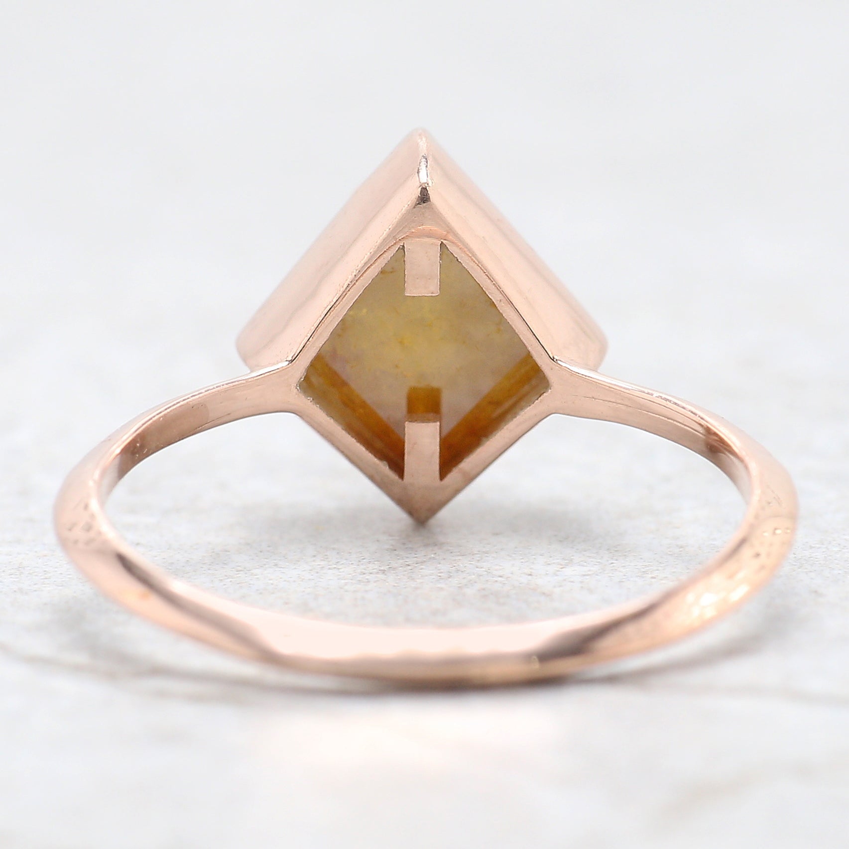 Kite Cut Yellow Color Diamond Ring 1.74 Ct 9.00 MM Kite Diamond Ring 14K Solid Rose Gold Silver Kite Engagement Ring Gift For Her QK2184