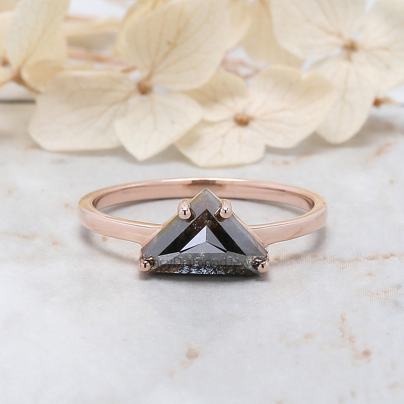 Shield Shape Brown Color Diamond Ring 1.18 Ct 6.25 MM Shield Diamond Ring 14K Solid Rose Gold Silver Engagement Ring Gift For Her QN9124