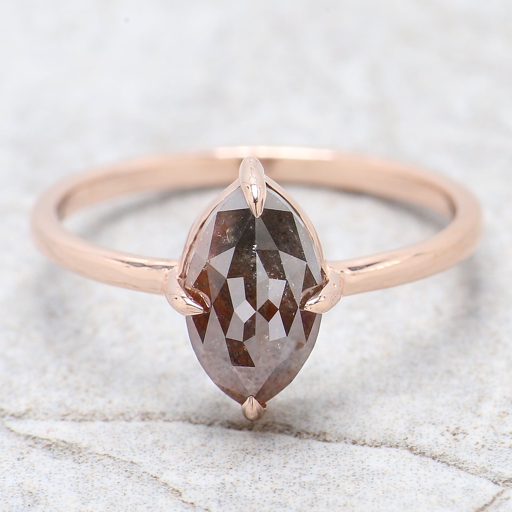 Marquise Shape Brown Color Diamond Ring 1.77 Ct 9.60 MM Marquise Diamond Ring 14K Rose Gold Silver Engagement Ring Gift For Her QN9213