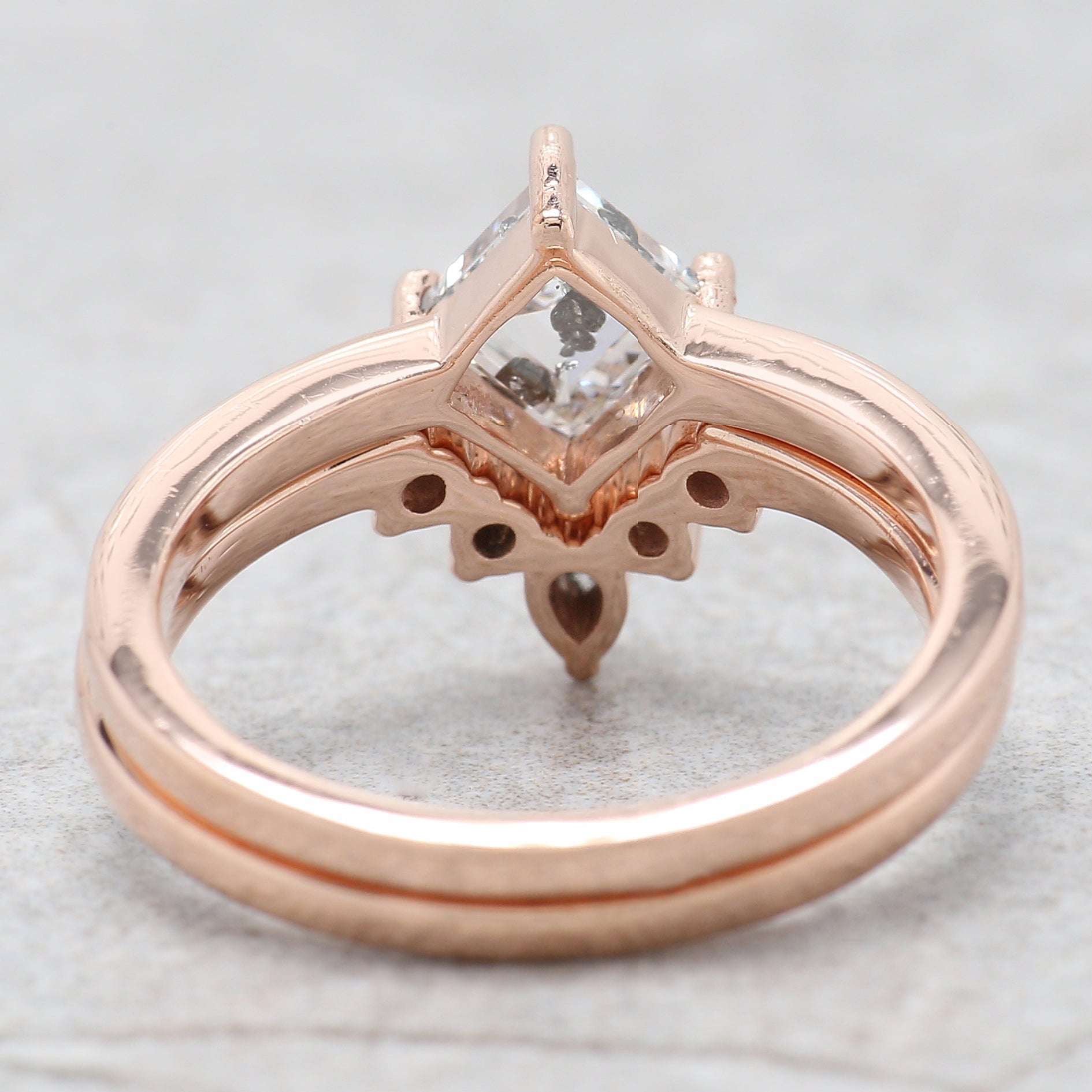 Kite Cut Salt And Pepper Diamond Ring 1.07 Ct 7.44 MM Kite Diamond Ring 14K Solid Rose Gold Silver Kite Engagement Ring Gift For Her QL2677