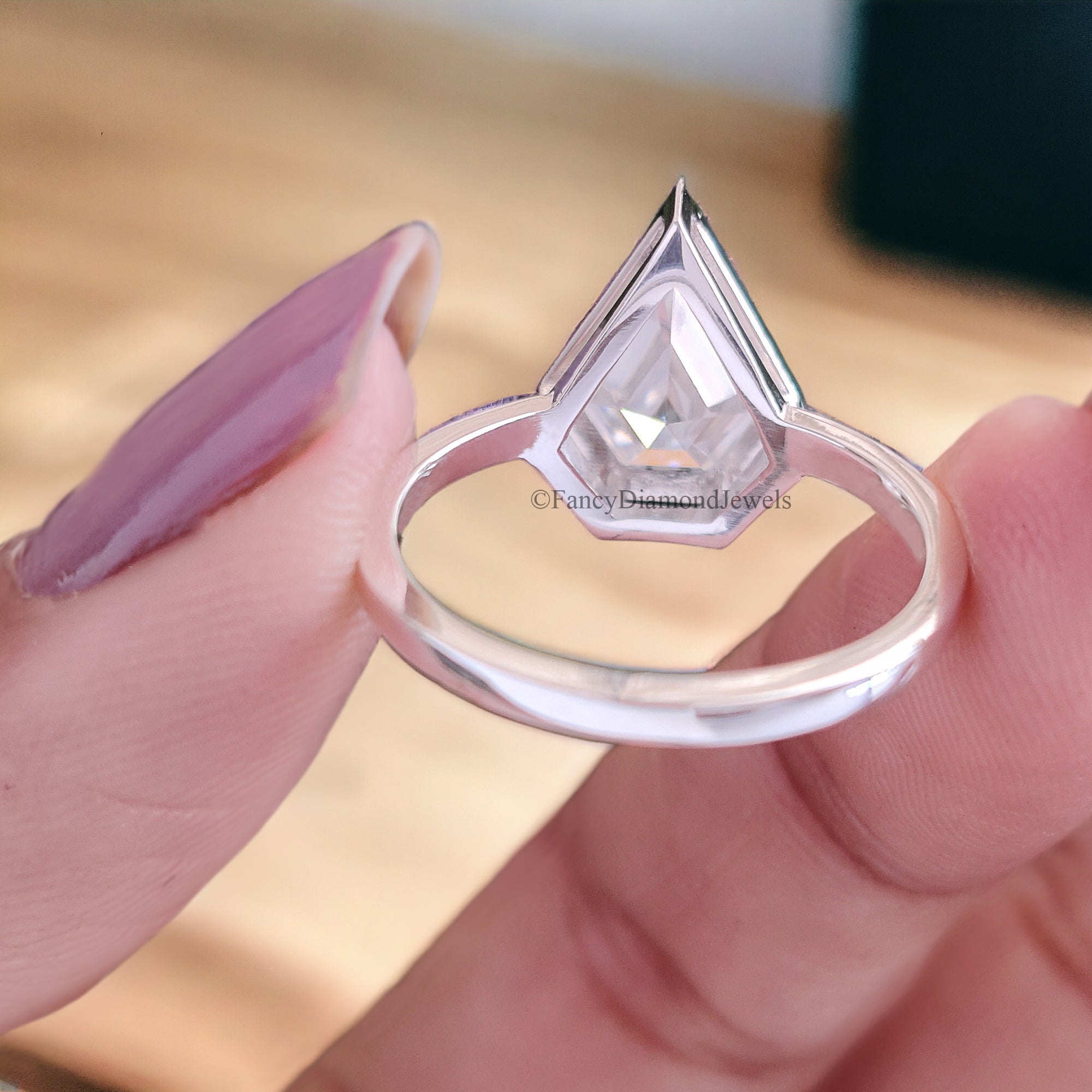 2.30 CT Shield Shape Moissanite Engagement Ring Colorless Moissanite Ring Bezel Set Wedding Ring Unique Moissanite Ring Gift for Her FD47
