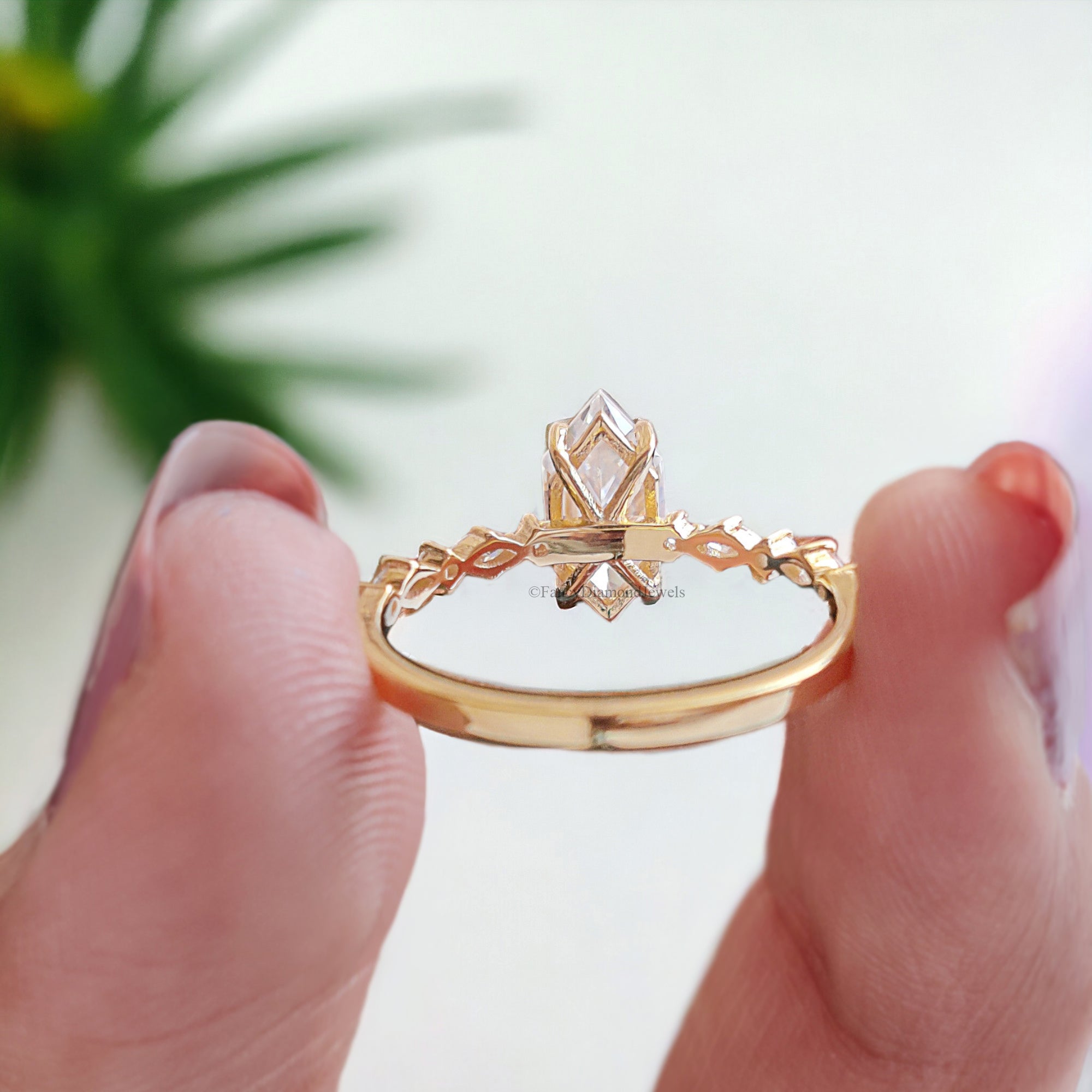 Hidden Halo Bridal Ring Dutch Marquise Cut Moissanite Engagement Ring Marquise Moissanite Wedding Ring Half Eternity Anniversary Ring FD142