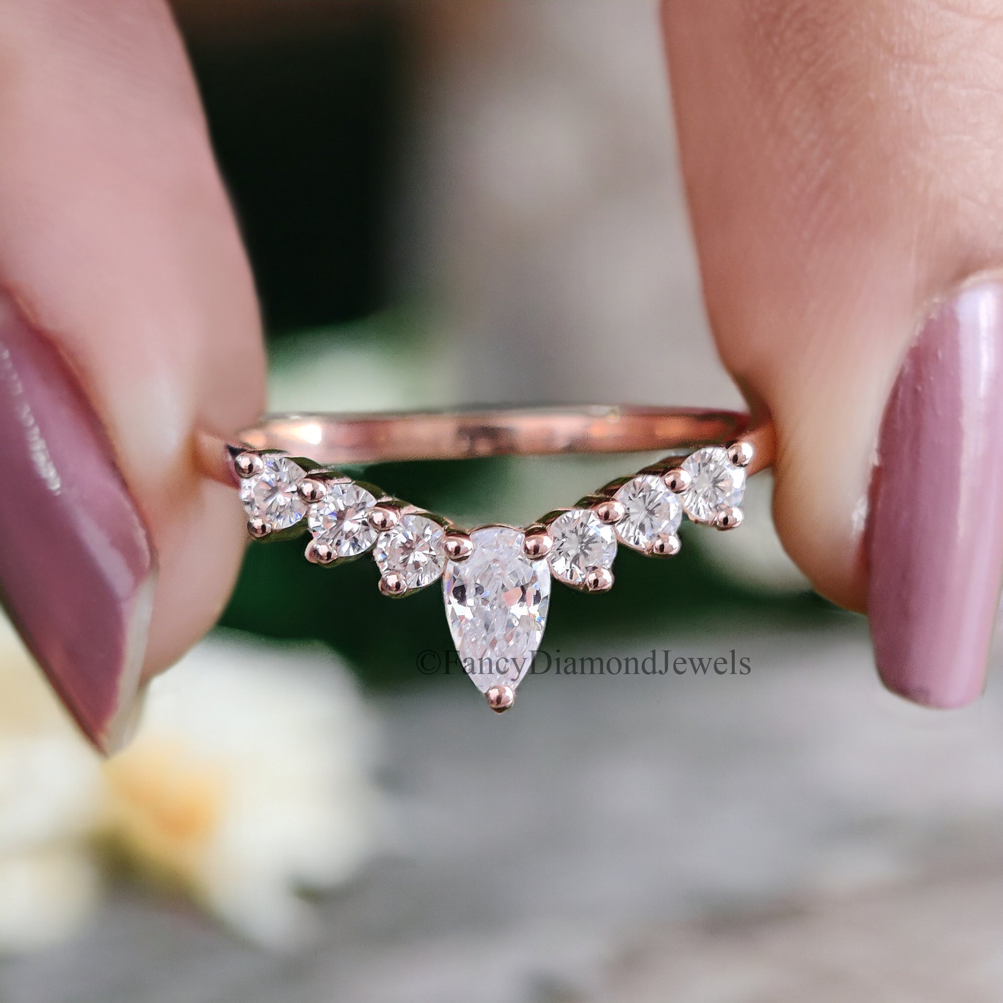 Vintage Moissanite Engagement Ring Set 1.3 CT Moissanite ring Oval ring Rose Gold Crown ring Unique Stacking ring Diamond Cluster ring FD44