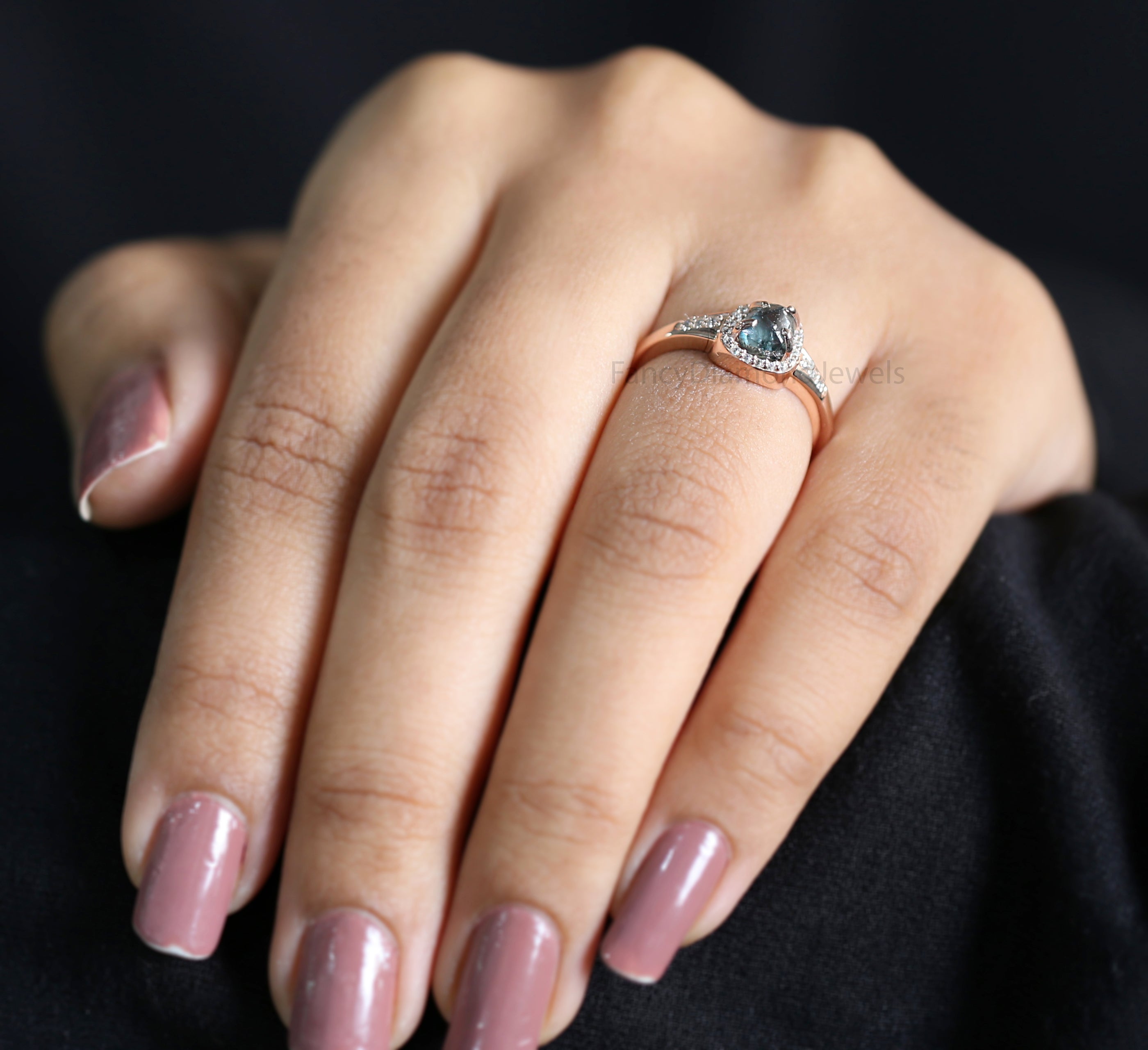 Rough Diamond ring, Raw diamond Ring, Raw Diamond Engagement Ring, Blue Rough Diamond Ring, Uncut diamond ring, Crystal Rough Ring KDL2319
