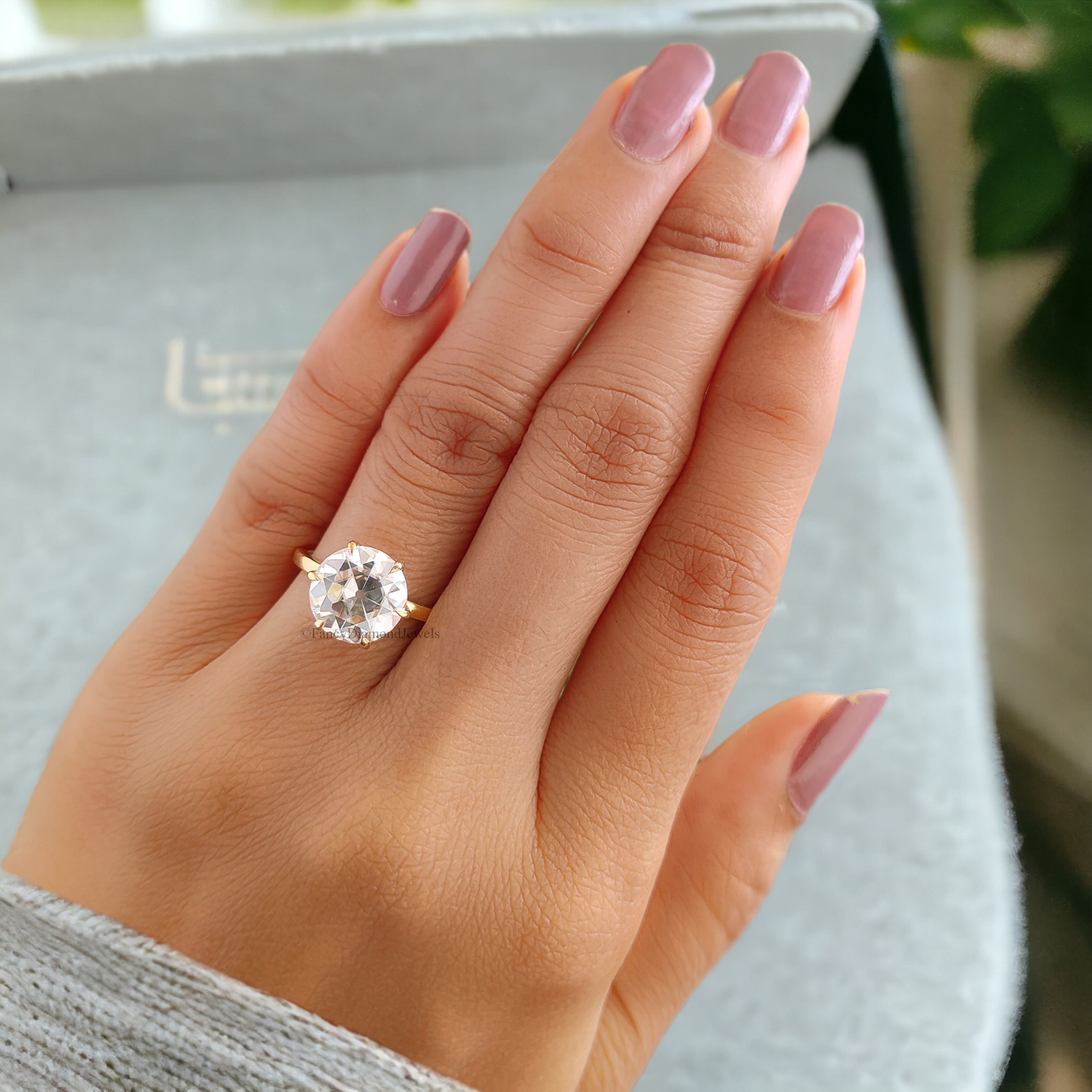 2.80 CT Old European Round Cut Moissanite Solitaire Ring Yellow Gold Engagement Ring For Women OEC Round Cut Ring For Her Wedding Gift FD171