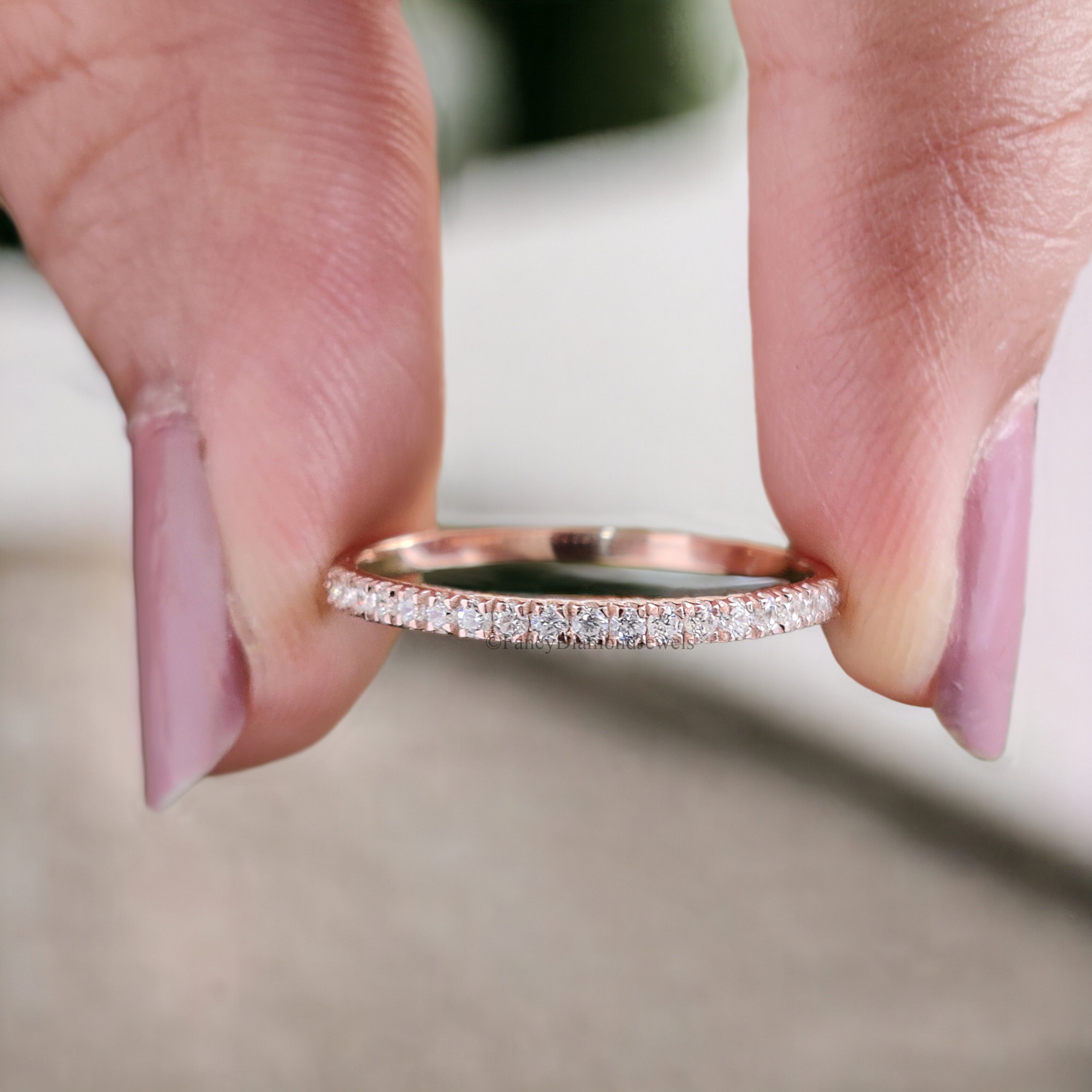 Round Cut Engagement Ring Set 14k/18k Rose Gold Round Cut Bridal Set Moissanite Engagement Ring Prong Set Wedding Ring Gift For Mom FD139