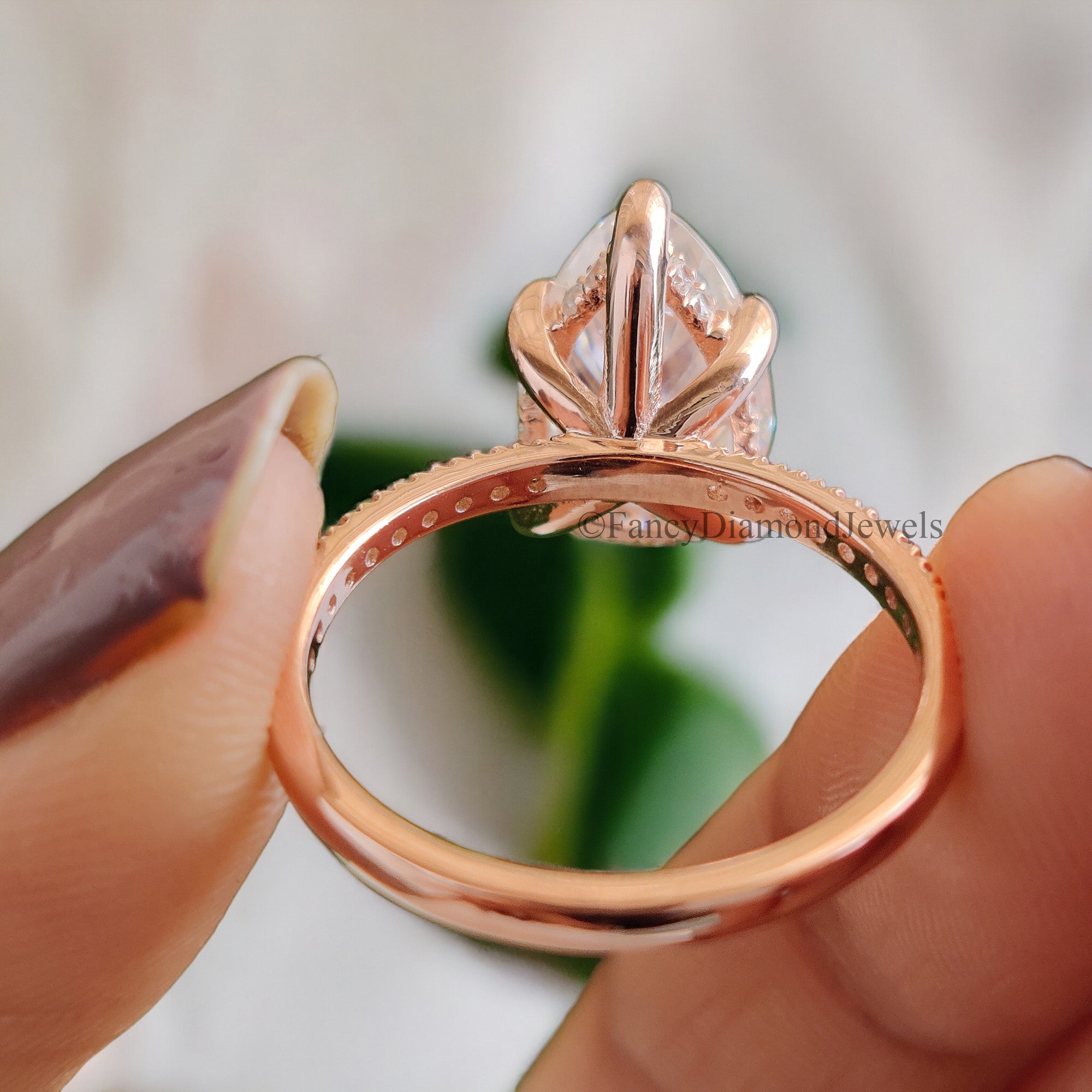 3.0 CT Pear Cut Moissanite Engagement Ring Anniversary Gift Hidden Halo 10K/14K/18K White Gold Pave Setting Ring Christmas Gift For Her FD17