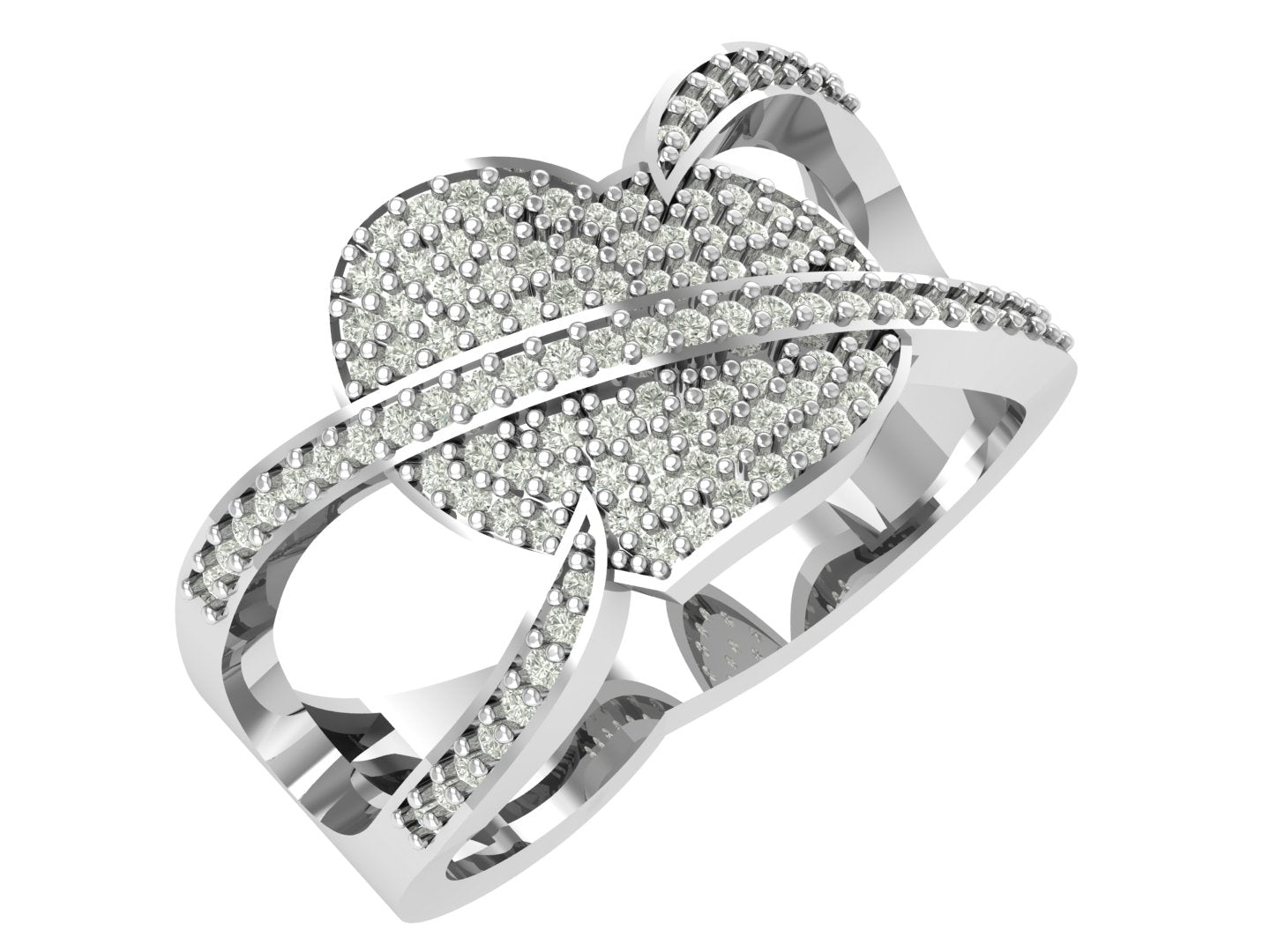 0.40 TW Heart Design With Round Cut Lab Grown Diamond Ring Pave Setting Engagement Ring Bridal Wedding Ring PR026