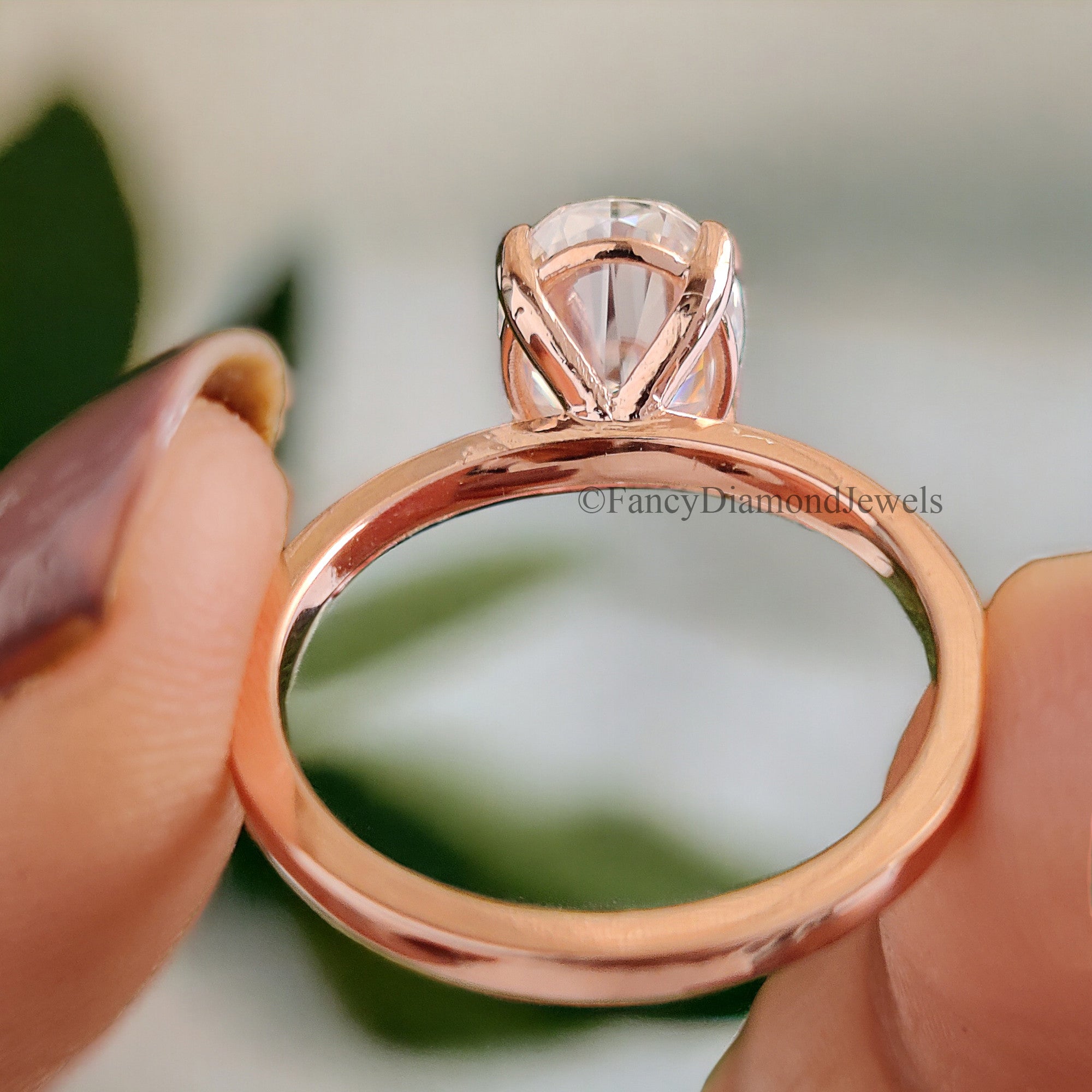 Beautiful Oval Shape Moissanite Ring Rose Gold 10k/14k/18k 2.00 CT Oval Cut Ring Oval Wedding Engagement Ring Oval Colorless Ring FD16