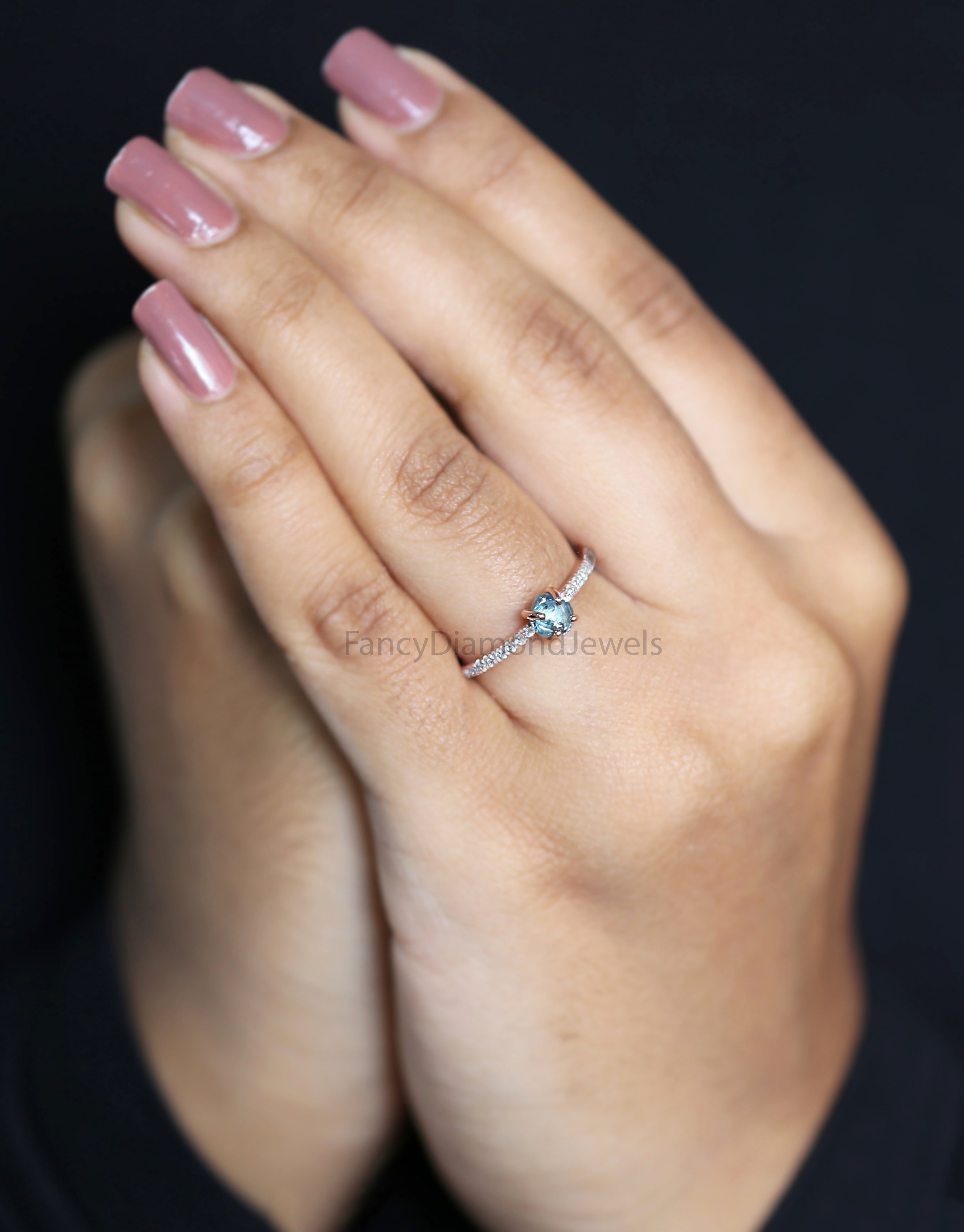 Rough Diamond ring, Raw diamond Ring, Raw Diamond Engagement Ring, Blue Rough Diamond Ring, Uncut diamond ring, Crystal Rough Ring KDL2368