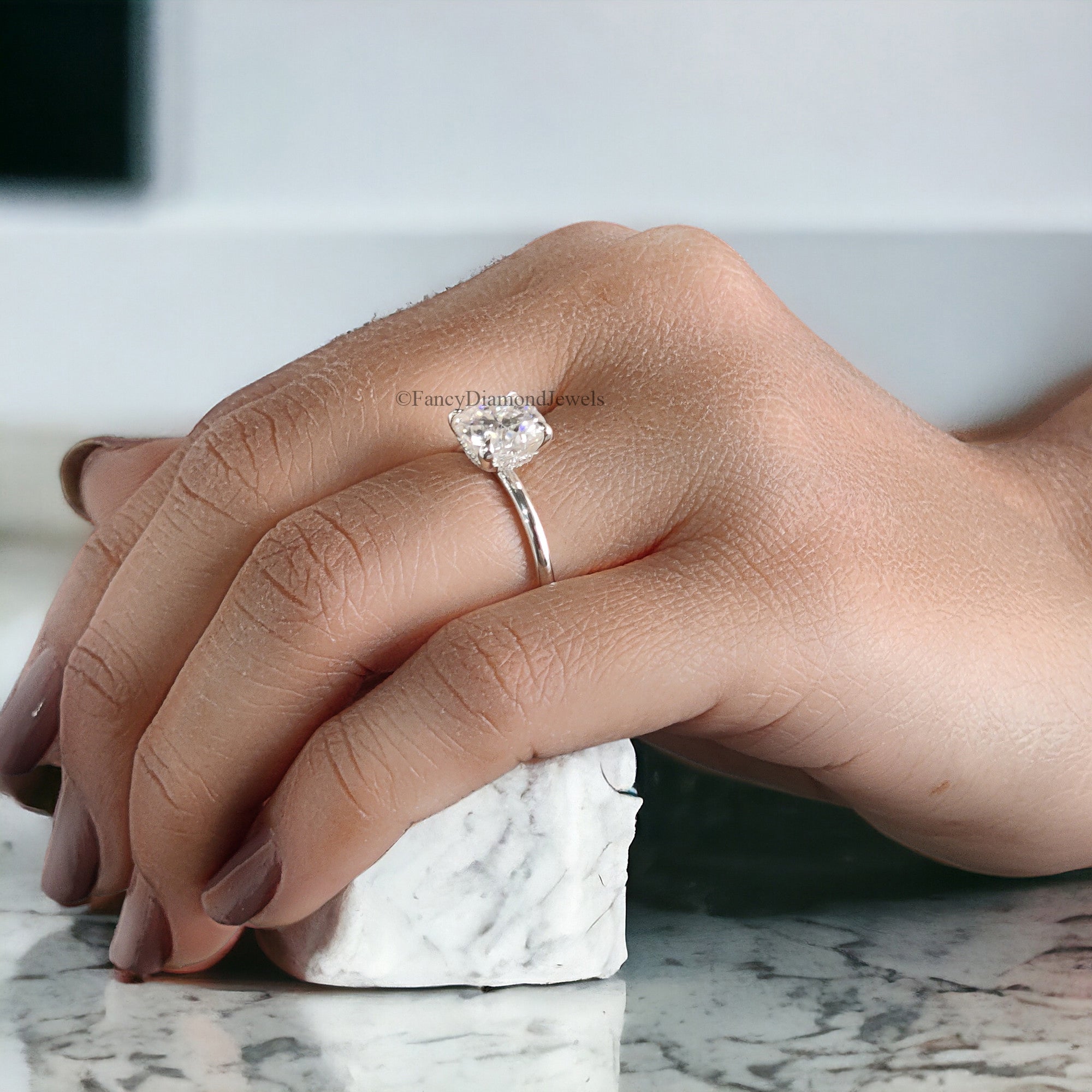 Hidden Halo Engagement Ring 2.07 TW Cushion Near Colorless Moissanite Ring Wedding Ring 14K White Gold Bespoken Jewelry Bridal Set FD11