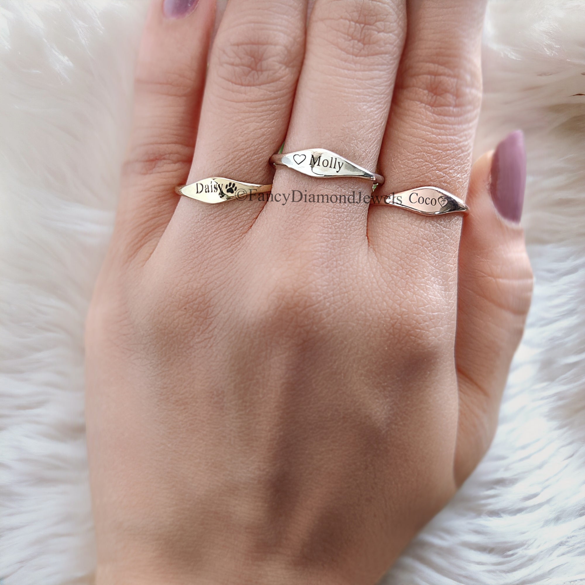 Dainty Name Ring Custom Delicate Stacking Ring Personalized Gift for New Mom Baby Shower Gift Pet Lover Jewelry Matching Wedding Band FD111