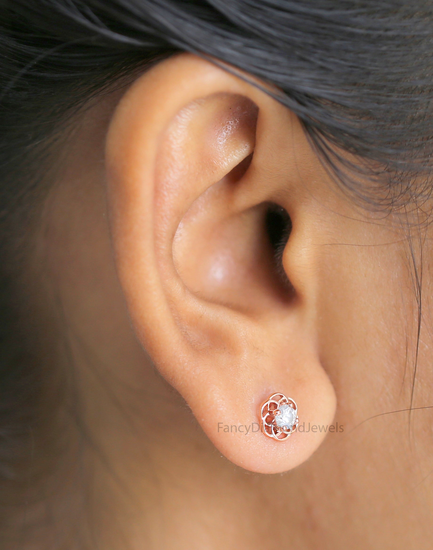 Round White Diamond Earring, Round Brilliant Shape Earring, Prong Earring, Engagement Earring, Earlobe Earrings, Earrings Jewelry, KDN1870
