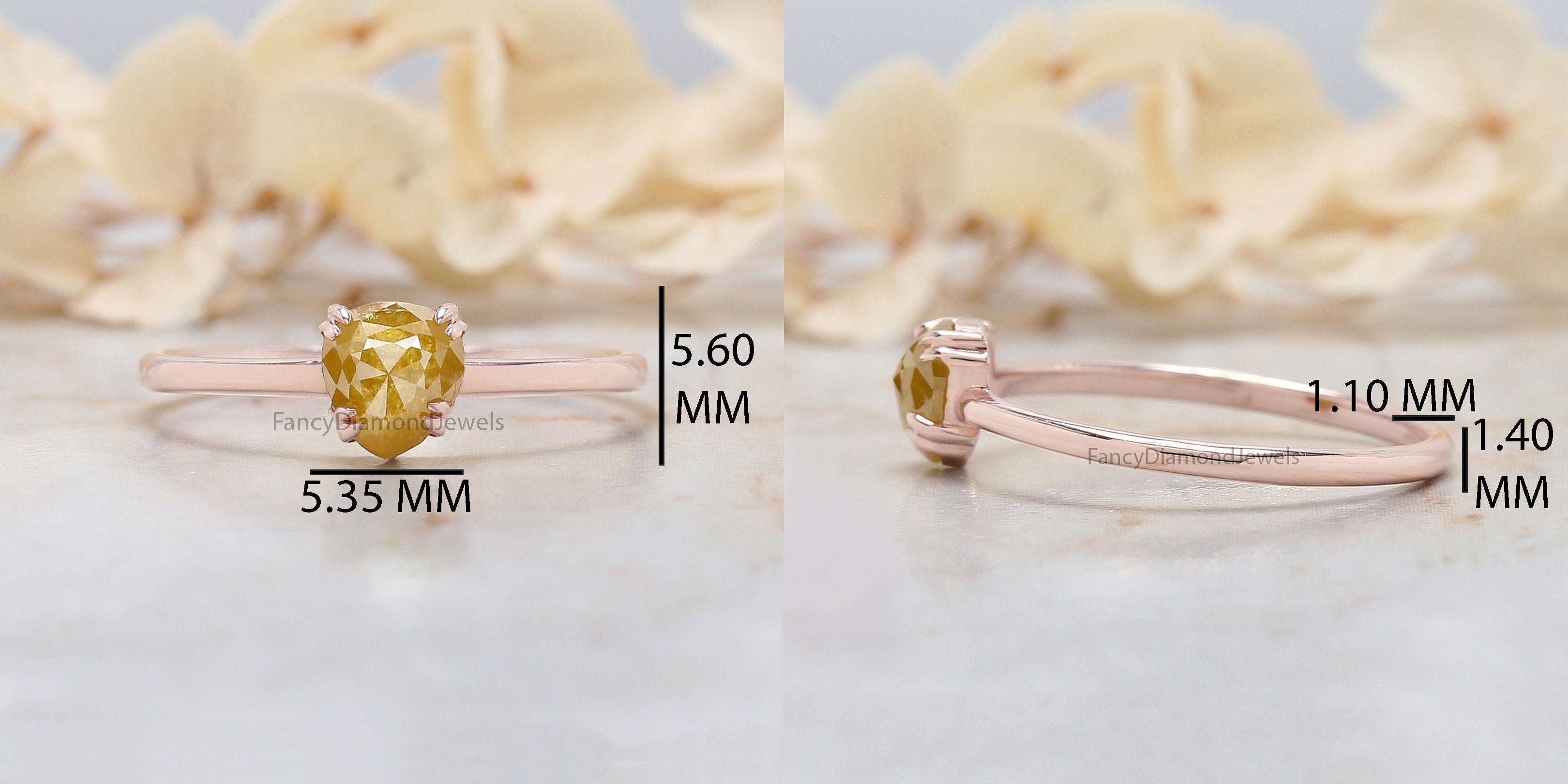 Heart Cut Yellow Color Diamond Ring 0.59 Ct 5.47 MM Heart Shape Diamond Ring 14K Solid Rose Gold Silver Engagement Ring Gift For Her QK2510