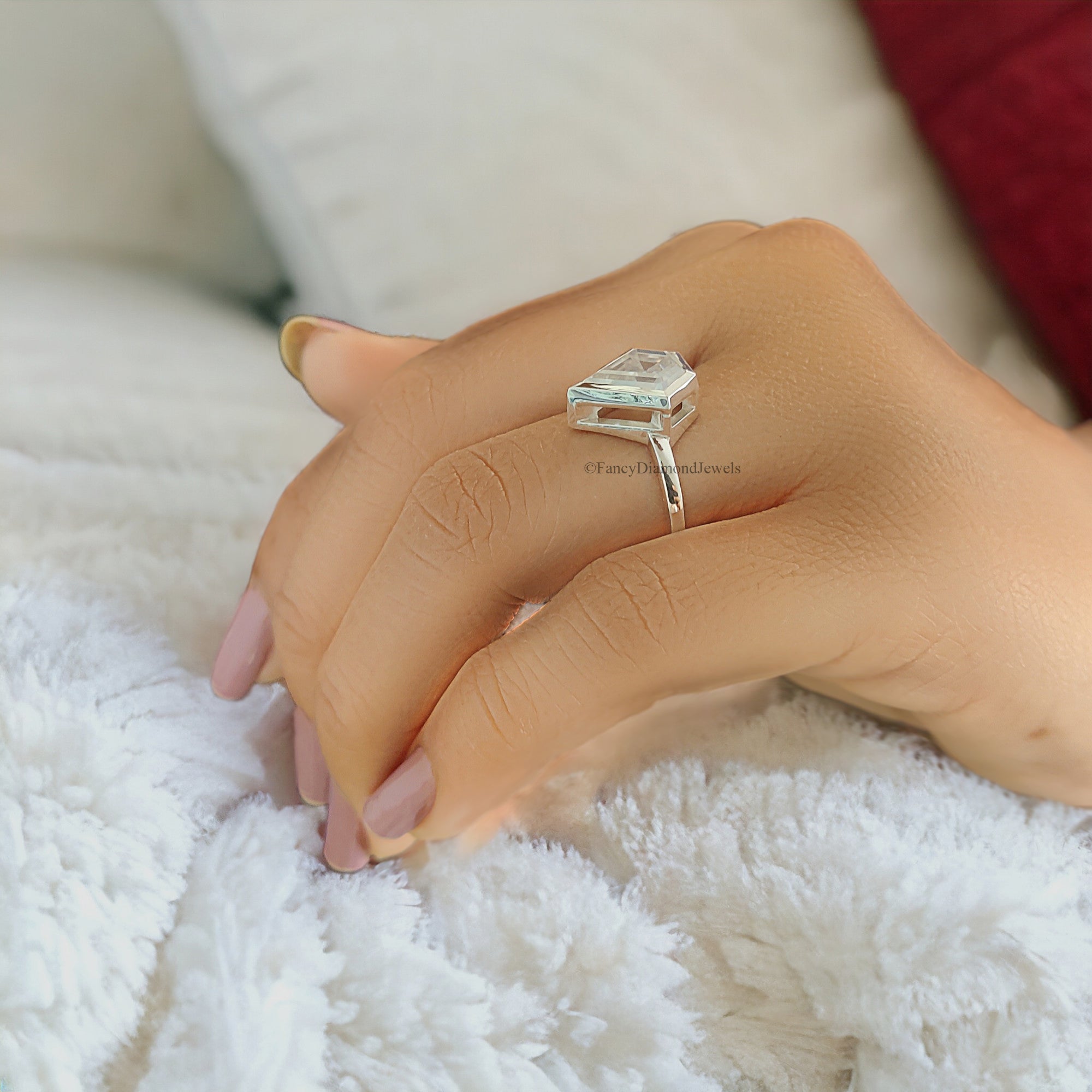 2.30 CT Shield Shape Moissanite Engagement Ring Colorless Moissanite Ring Bezel Set Wedding Ring Unique Moissanite Ring Gift for Her FD47