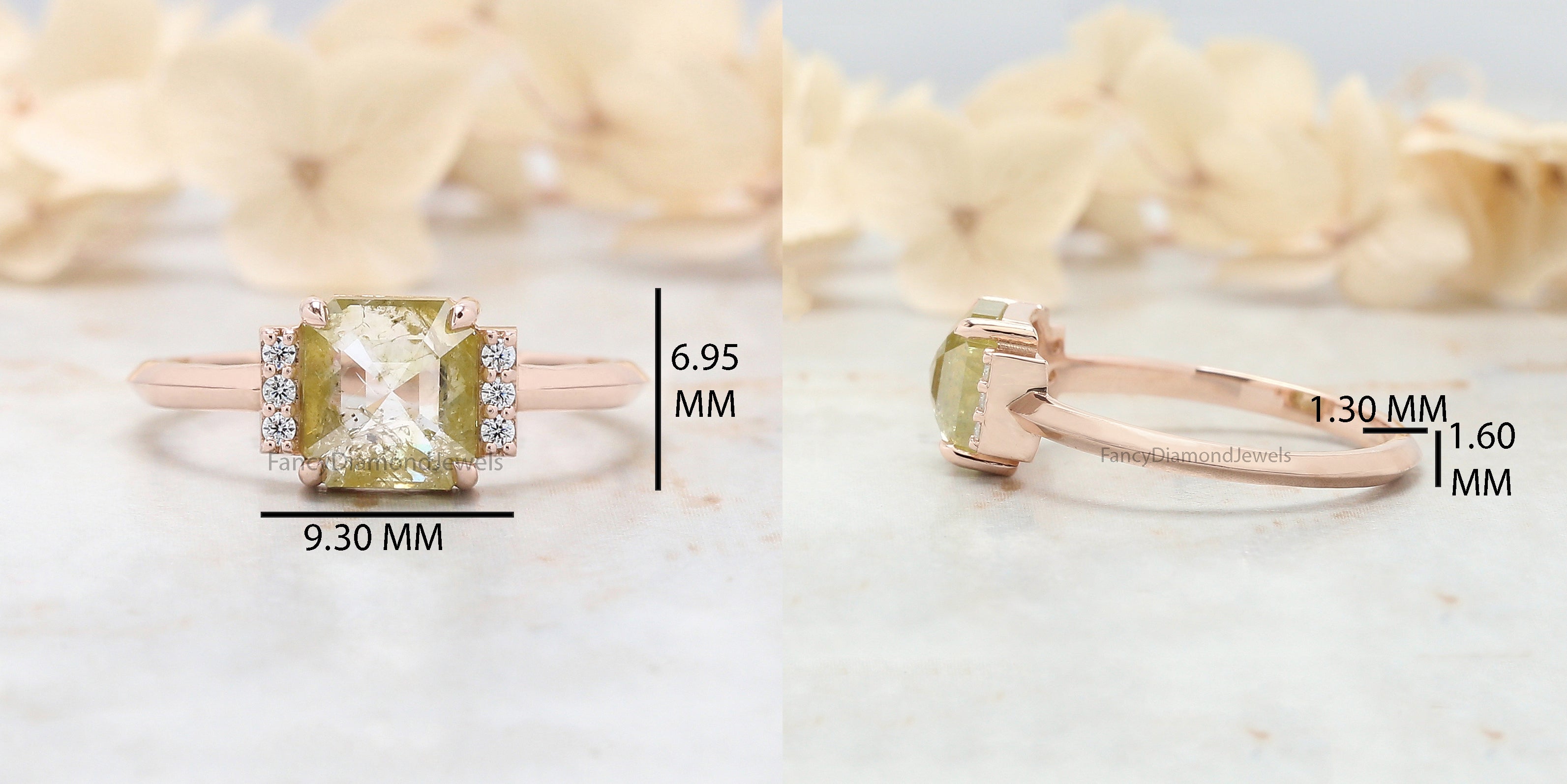Emerald Cut Yellow Color Diamond Ring 1.69 Ct 6.90 MM Emerald Shape Diamond Ring 14K Rose Gold Silver Engagement Ring Gift For Her QL3097