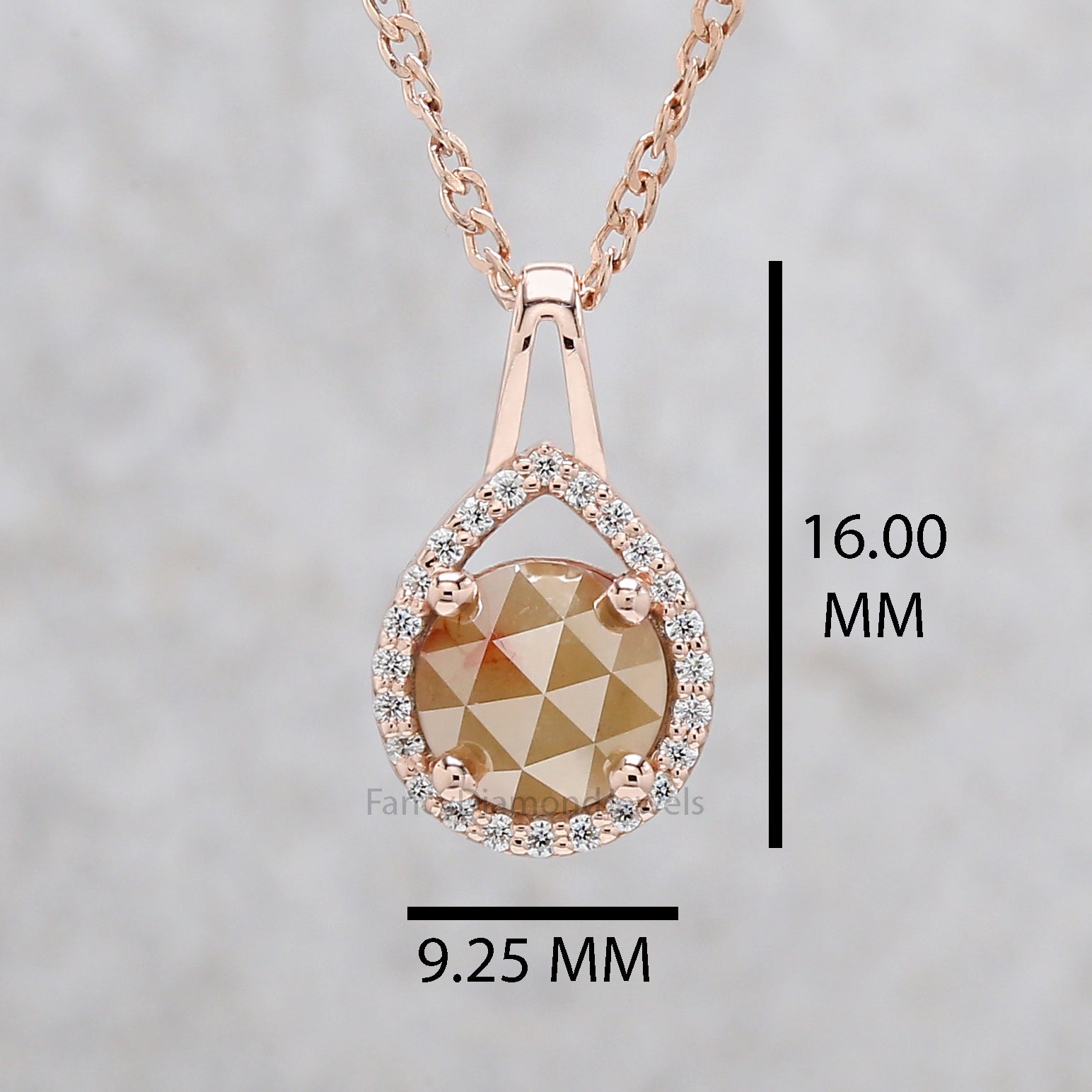 Round Rose Cut Diamond Pendant, Unique Diamond Pendant, Yellow Diamond Pendant, Yellow Round Pendant, Dangling Diamond Pendant KDN9967