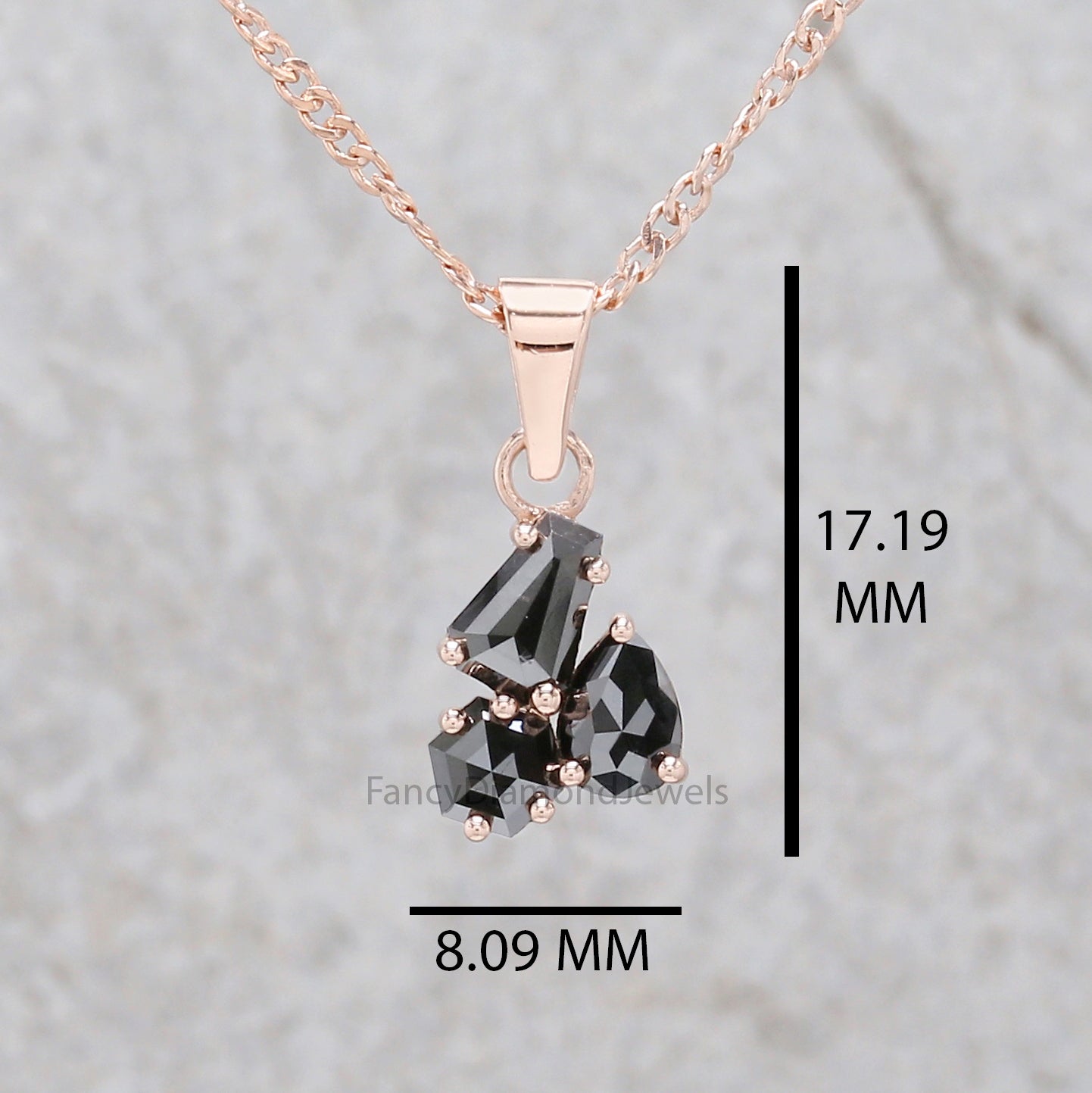 Mix Shape Black Diamond Pendant, Unique Diamond Pendant, Black Diamond Pendant, Dangling Diamond Pendant, Mix Shape Diamond Pendant KDN2266