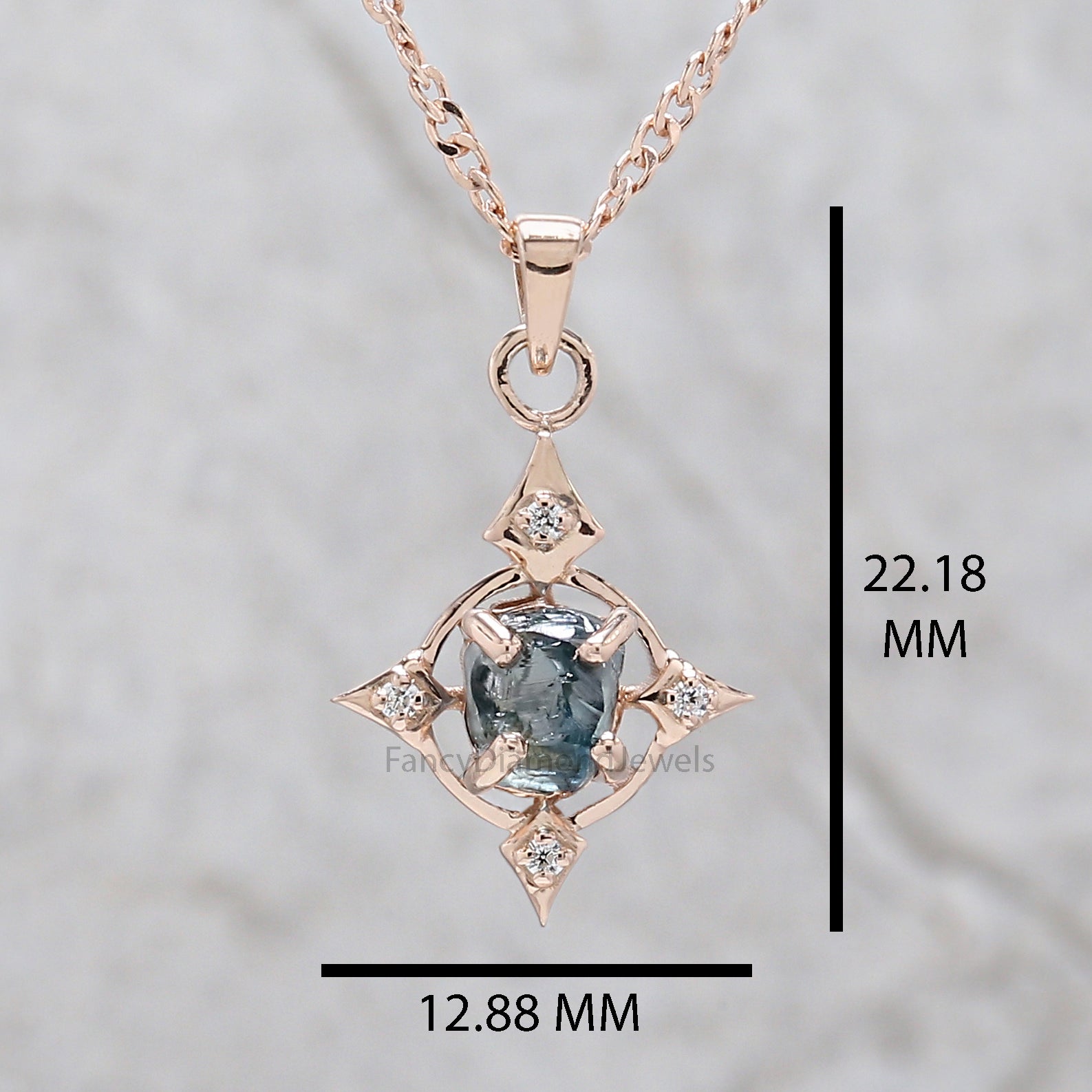 Rough Blue Diamond Pendant, Unique Diamond Pendant, Blue Diamond Pendant, Rough Pendant, Rough Pendant, Dangling Diamond Pendant, KDL2322