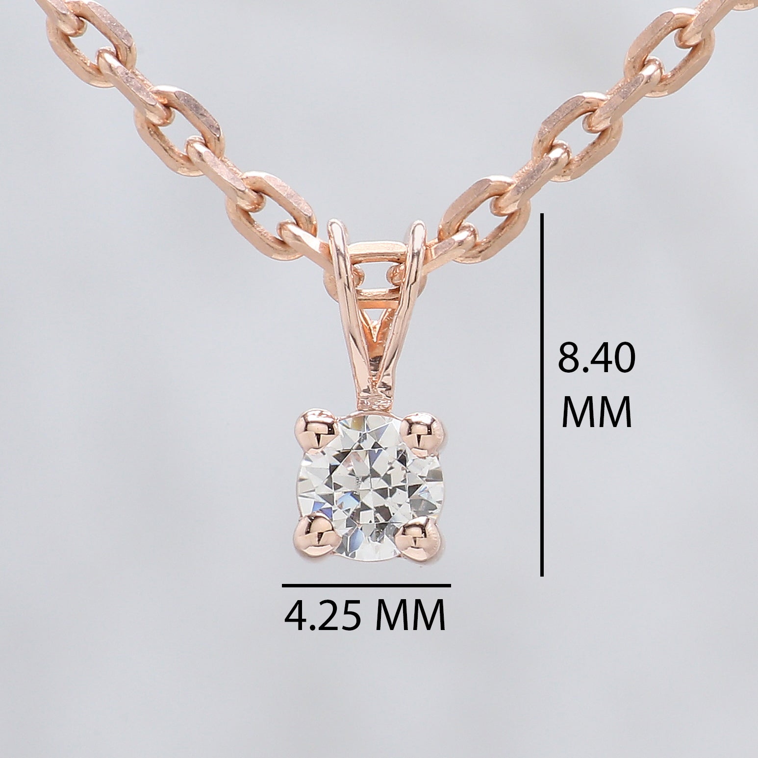 Round Brilliant Cut White Color Diamond Pendant Engagement Wedding Gift Pendant 14K Solid Rose White Yellow Gold Pendant 0.17 CT KD1007