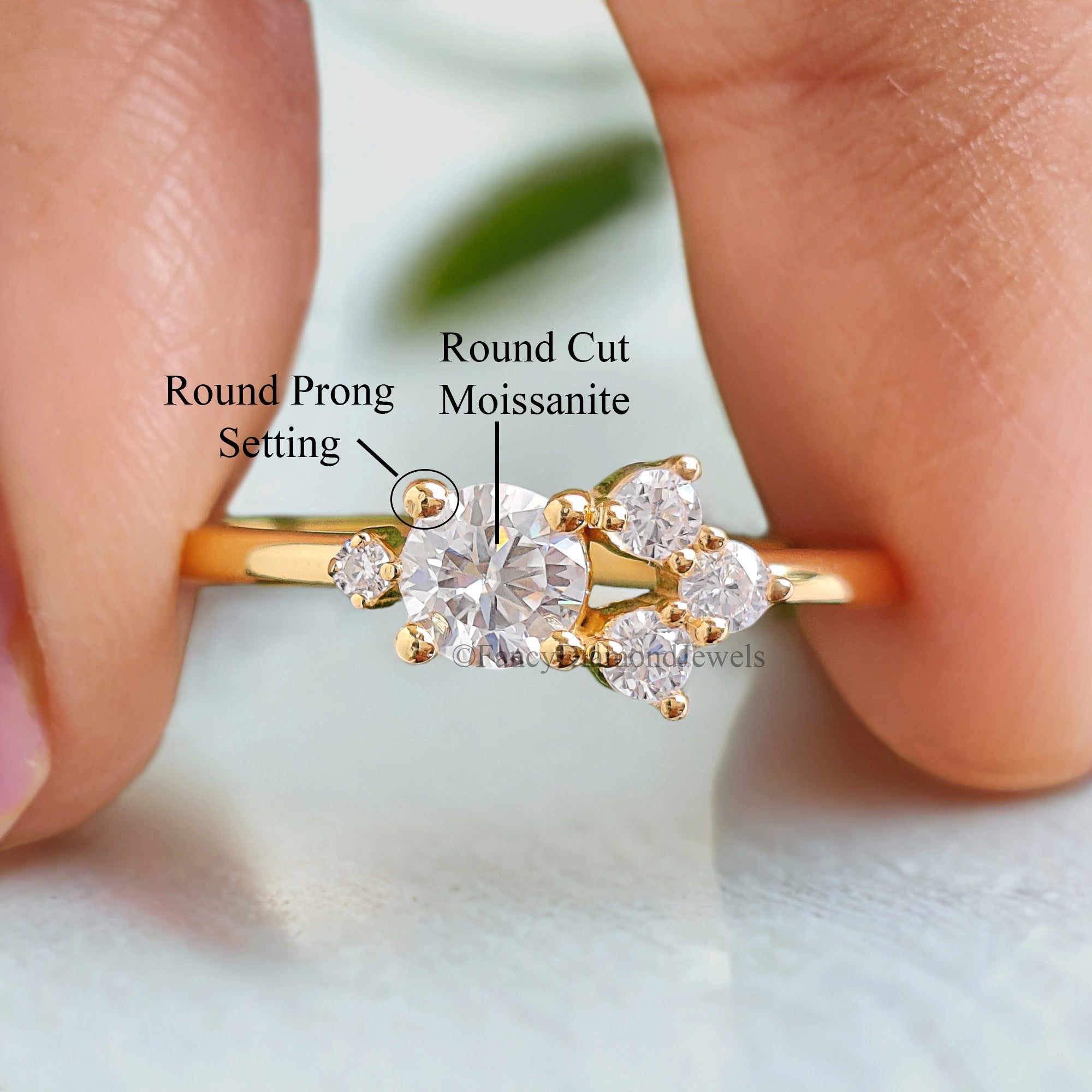 0.35 CT Round Moissanite Bridal Ring Multi Diamond Ring Engagement Ring Mixed Size Stones Wedding Ring 14K Solid Gold Anniversary Ring FD241