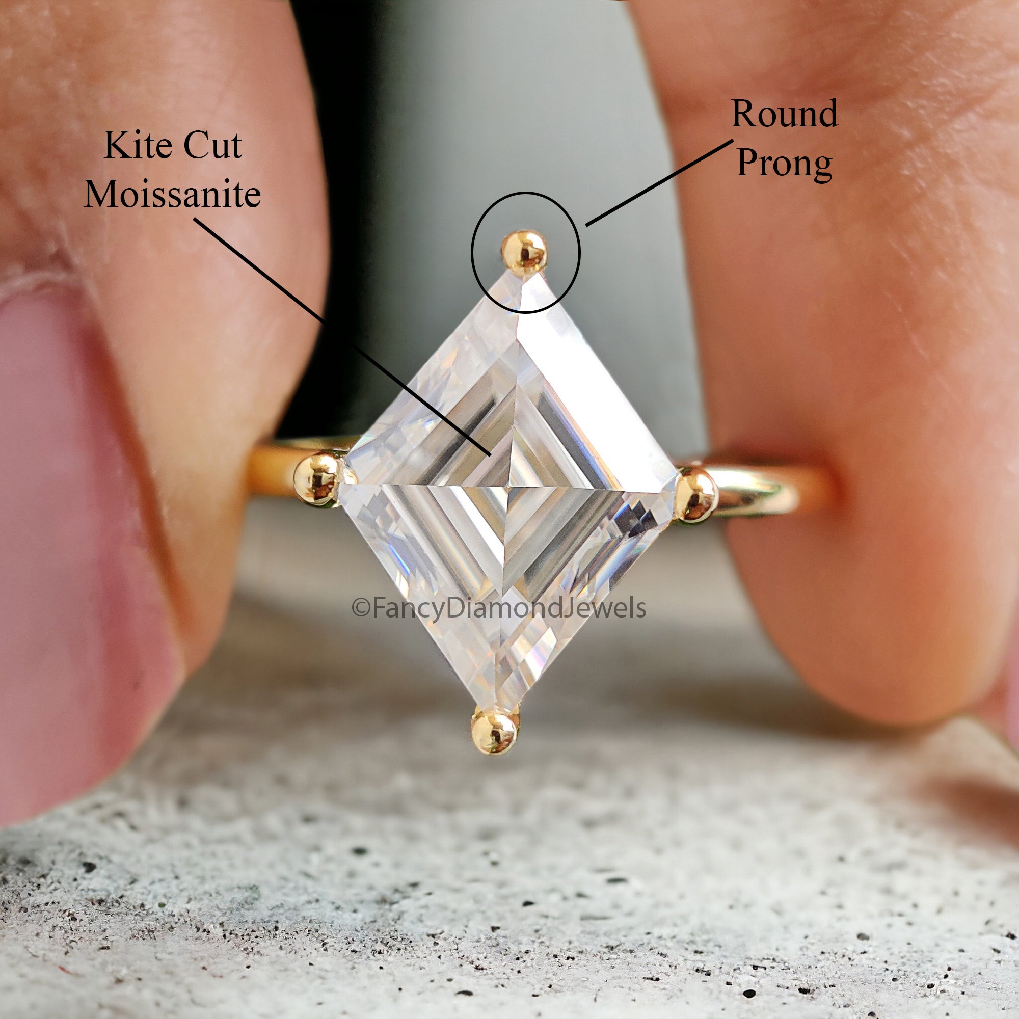 Kite 2.52 CT Lozenge Cut Near Colorless Moissanite Ring Prong Set Solitaire Engagement Ring Unique Wedding Ring Anniversary Gift FD227