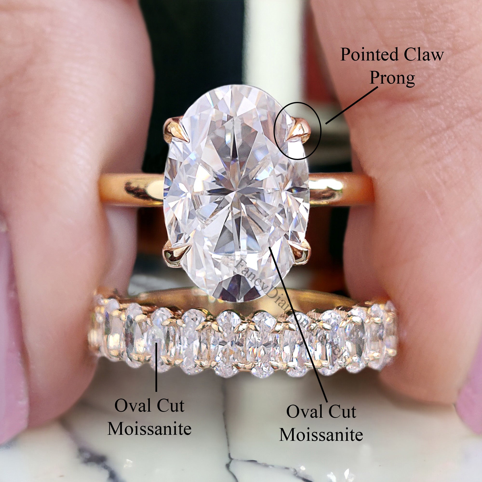 Oval Cut Moissanite Engagement Ring Set 4.15 CT Oval Cut Moissanite Ring Wedding Ring Set For Women Anniversary Ring Gift For Her FD277