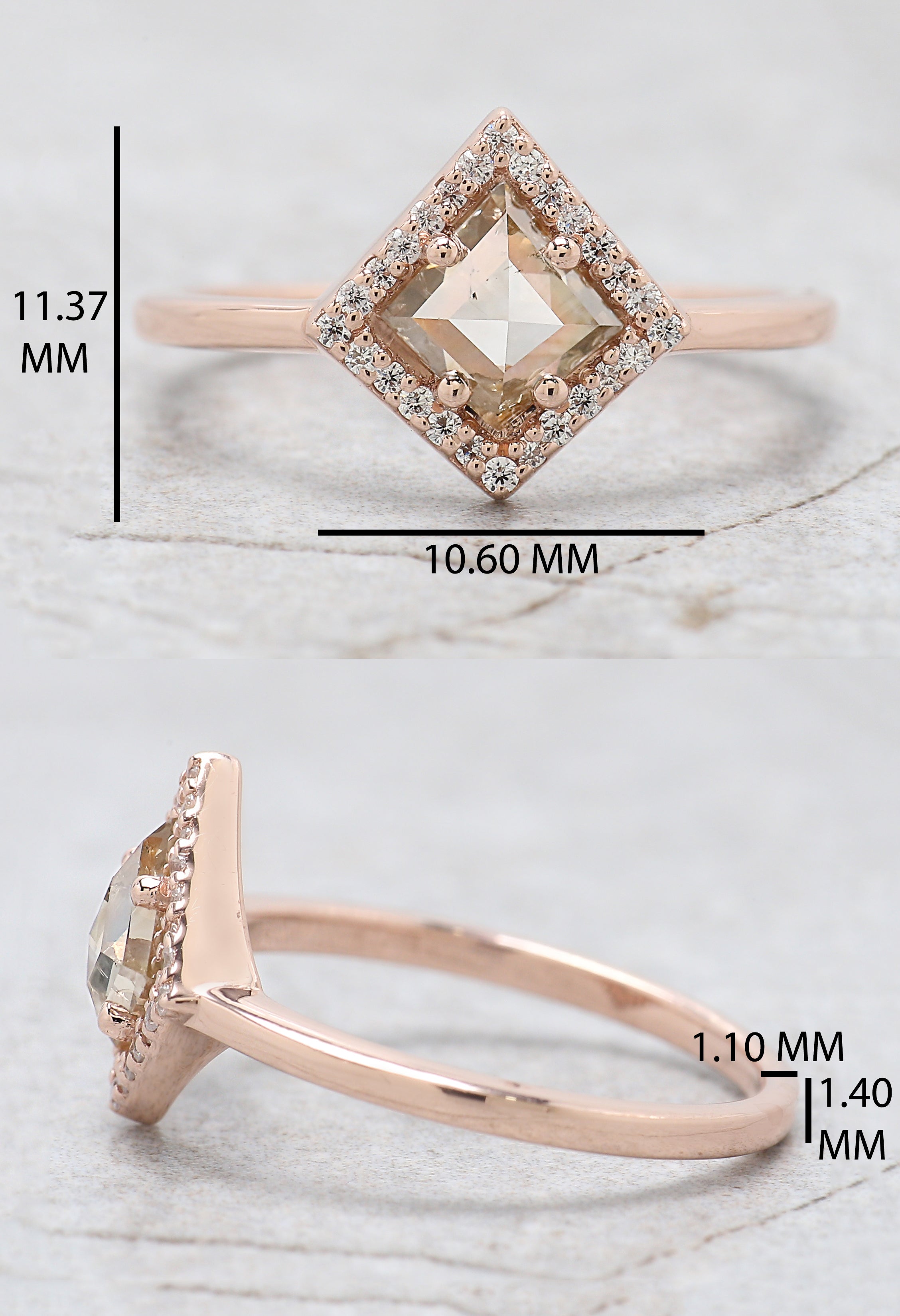 Kite Cut Brown Color Diamond Ring 0.59 Ct 6.80 MM Kite Shape Diamond Ring 14K Rose Gold Silver Kite Engagement Ring Gift For Her QN117