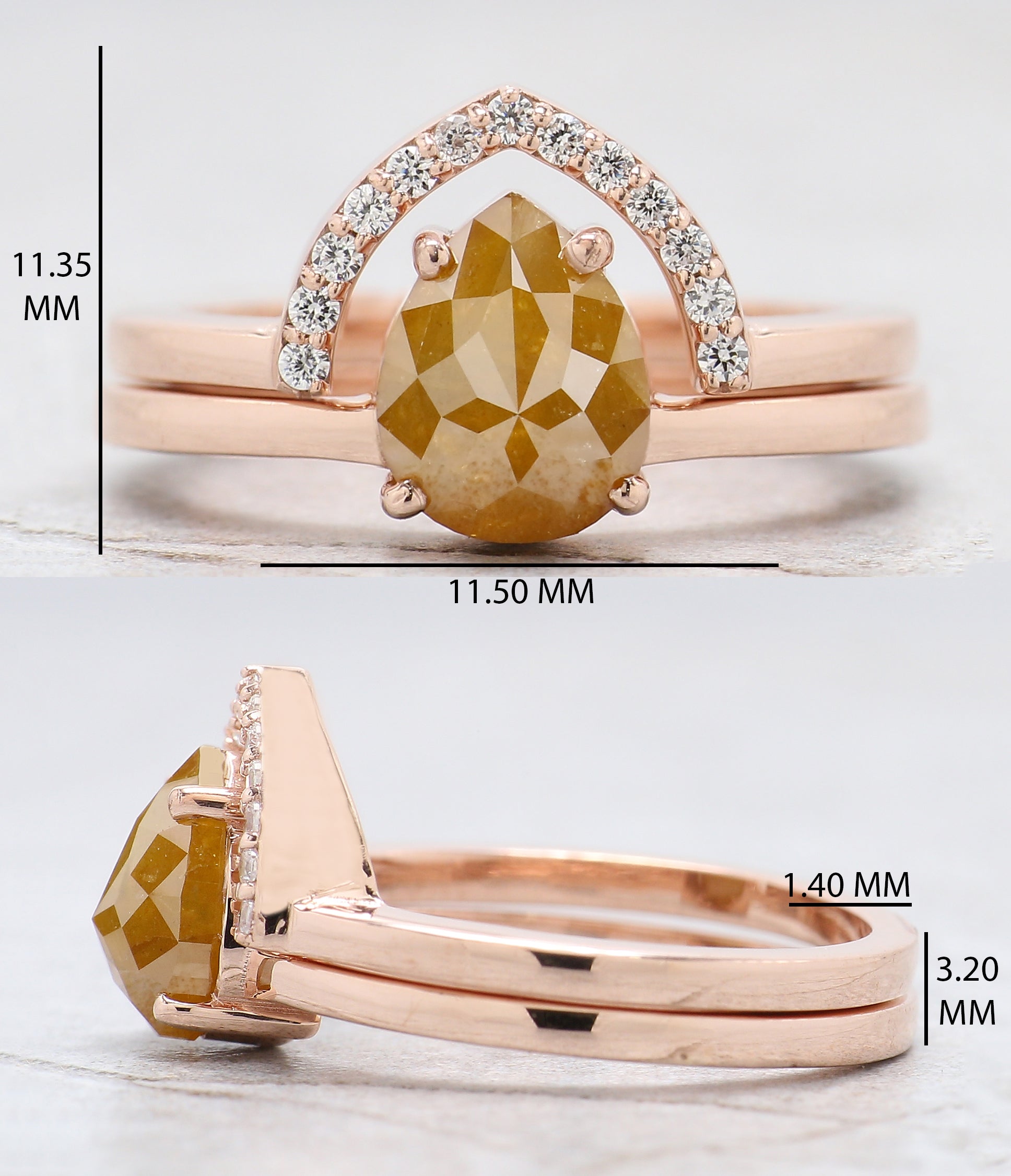 Pear Cut Yellow Color Diamond Ring 1.92 Ct 8.50 MM Pear Shape Diamond Ring 14K Solid Rose Gold Silver Engagement Ring Gift For Her QN9131