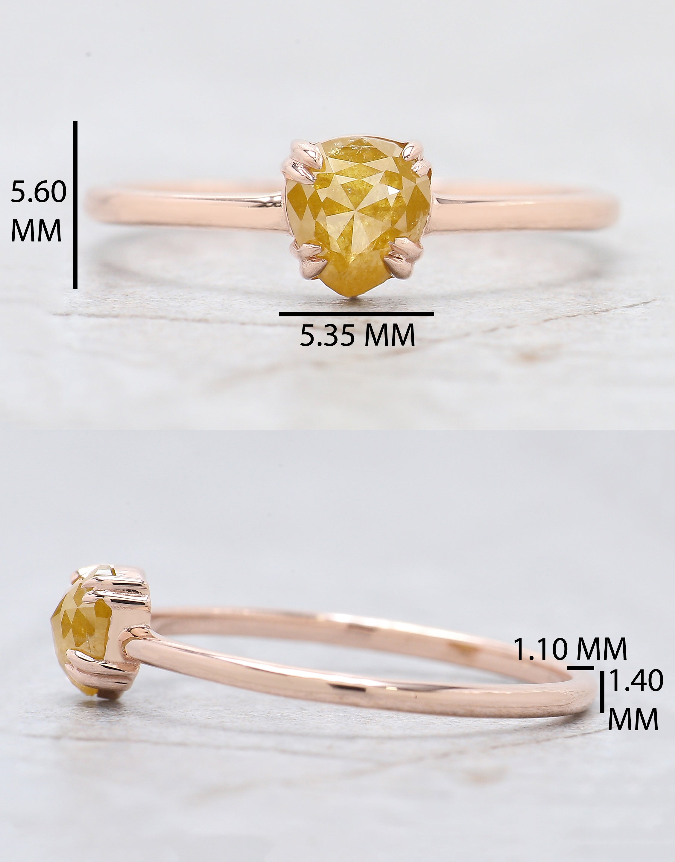 Heart Cut Yellow Color Diamond Ring 0.59 Ct 5.47 MM Heart Shape Diamond Ring 14K Solid Rose Gold Silver Engagement Ring Gift For Her QK2510