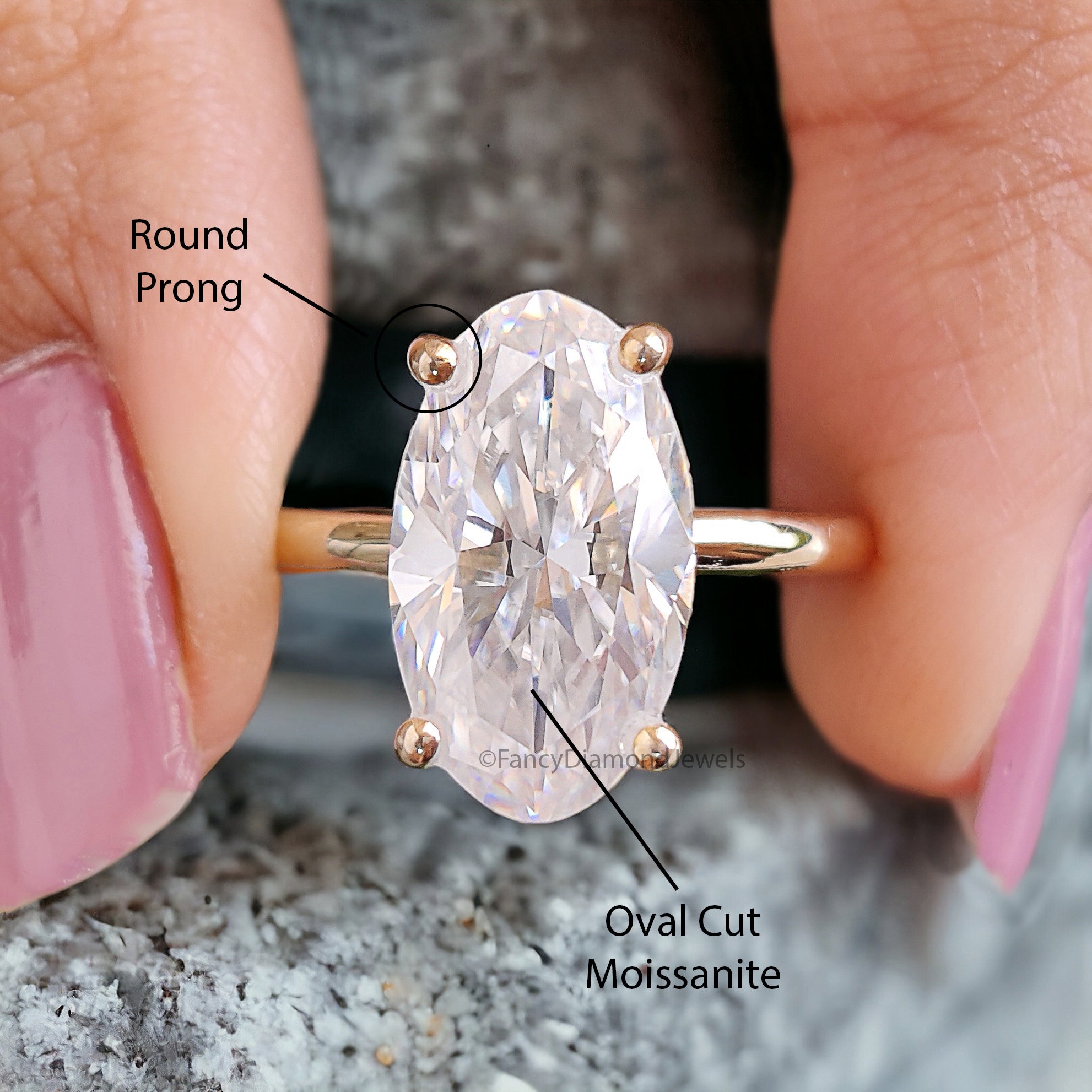 3.80 CT Moval Colorless Moissanite Engagement Ring Antique Elongated Oval Cut Moissanite Ring Open Gap Solitaire Wedding Ring for Her FD303