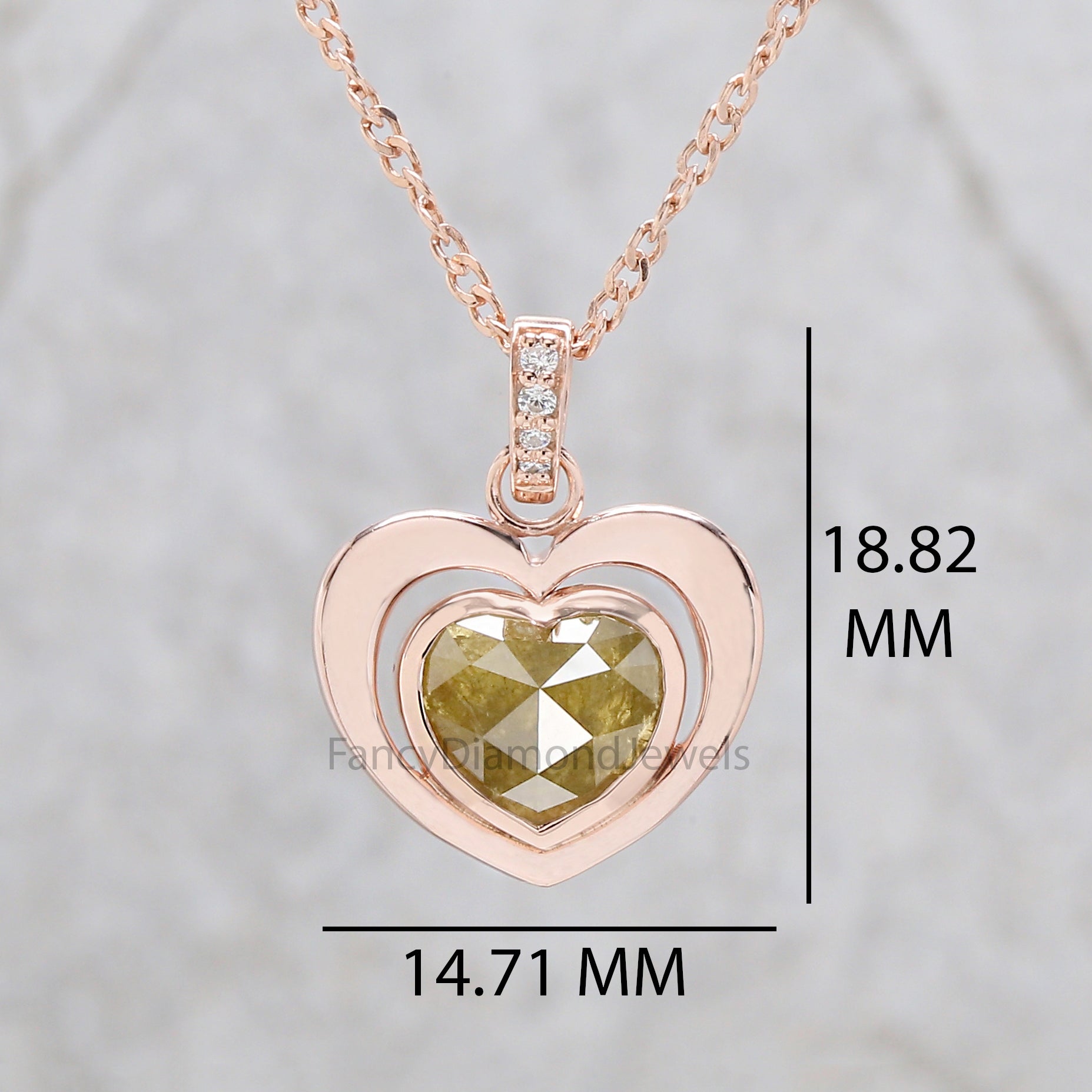 Heart Yellow Color Diamond Pendant, Unique Diamond Pendant, Heart Diamond Pendant, Yellow Diamond Pendant, Dangling Diamond Pendant, KDN8709