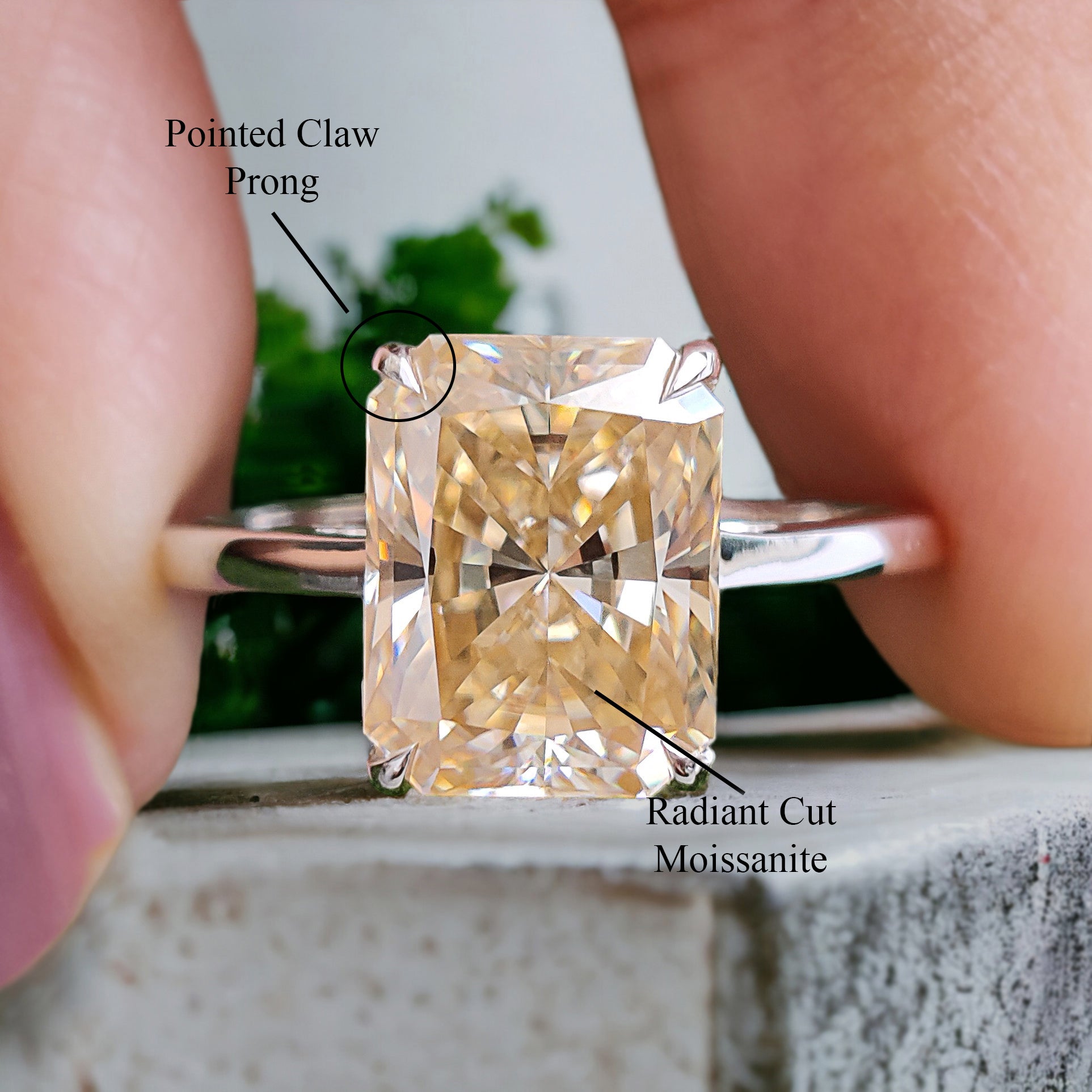 2.40 CT Radiant Crushed Ice Canary Yellow Moissanite Ring Solitaire Engagement Ring Claw Prong Set Ring White Gold Ring Gift For Her FD248