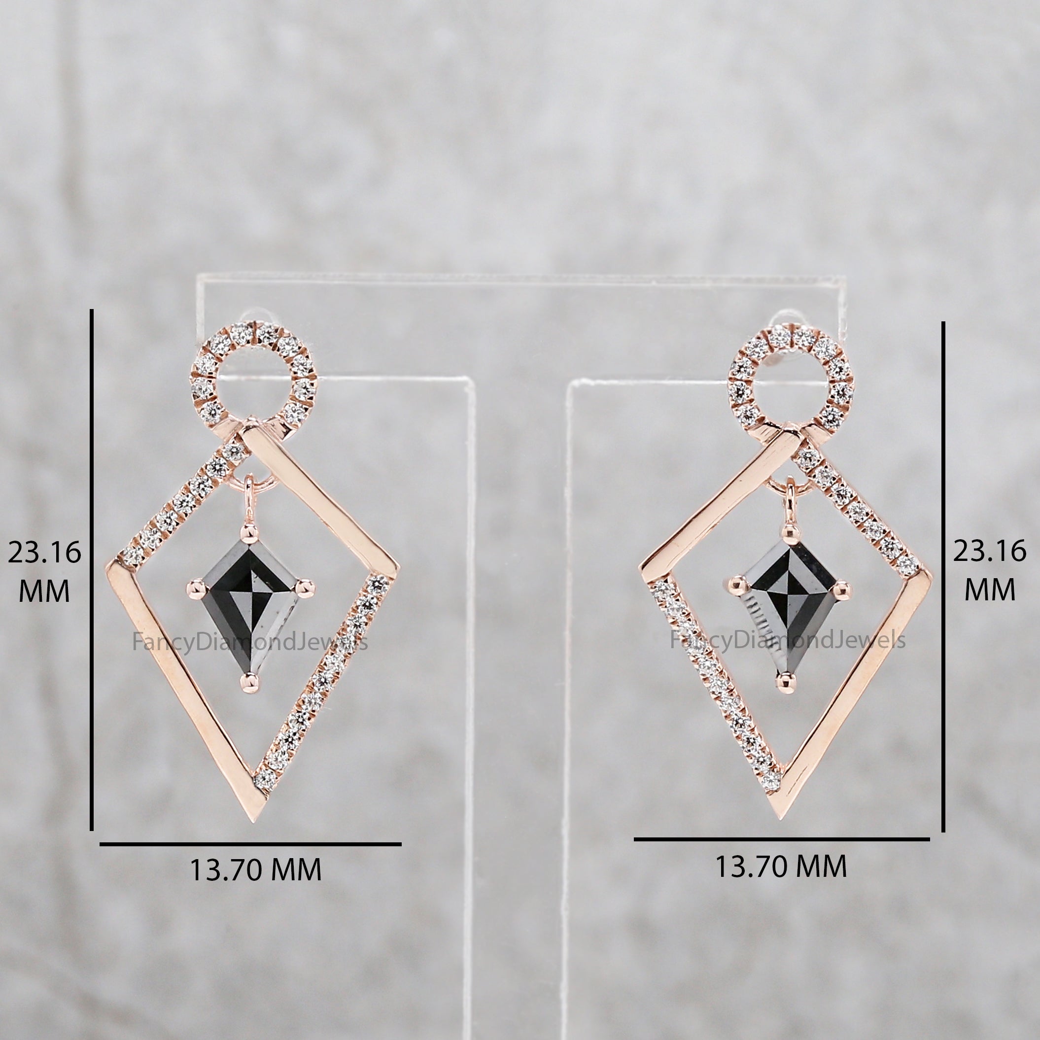 Kite Black Color Diamond Earring, Kite Black Shape Earring, Prong Earring, Engagement Earring, Earlobe Earrings, Earrings Jewelry, KDN2273