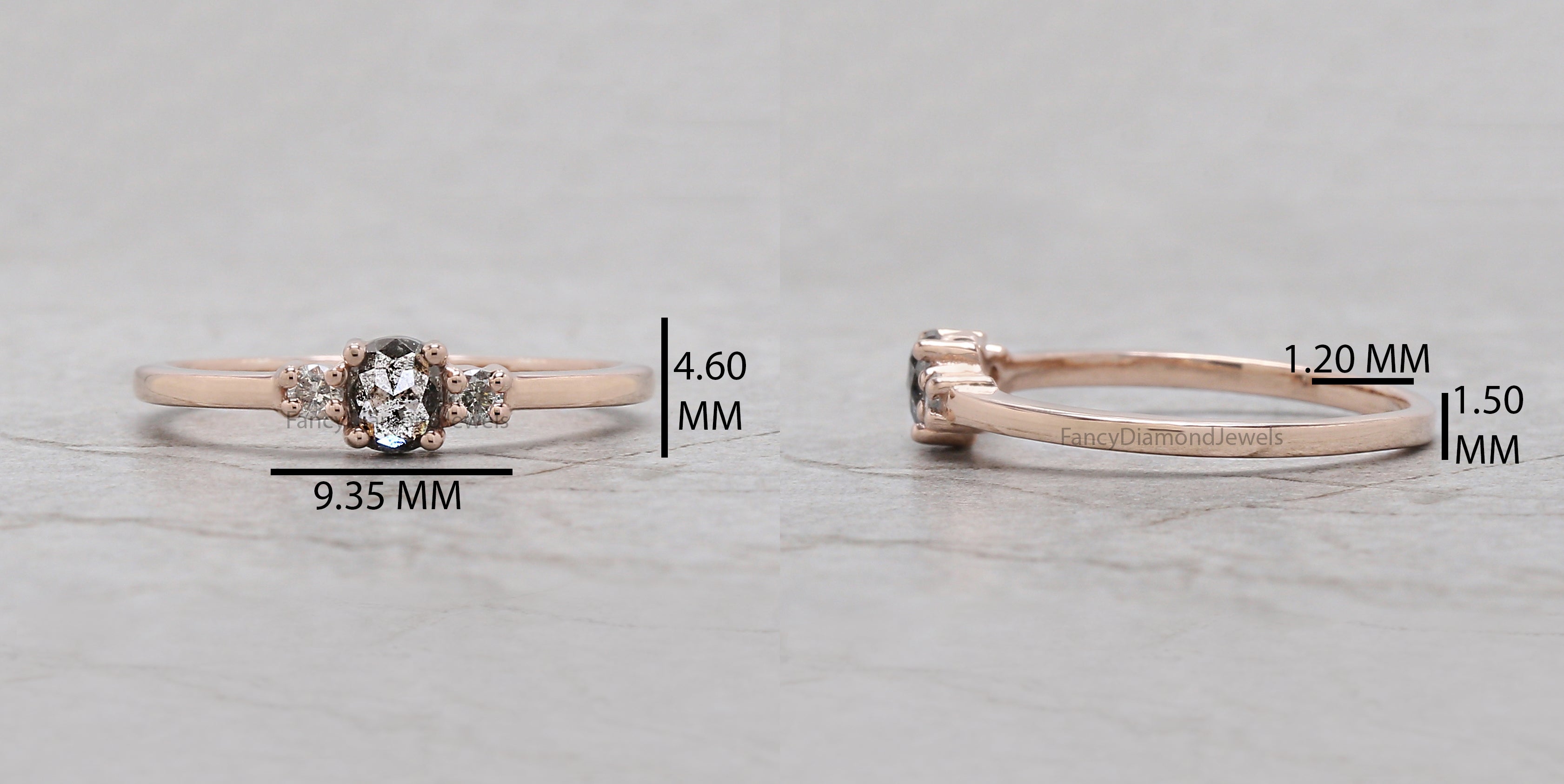 Oval Salt And Pepper Diamond Ring, Salt And Pepper Oval Diamond Engagement Ring, Oval Diamond Ring, Oval Cut Ring, Oval Shape Ring, KD1162