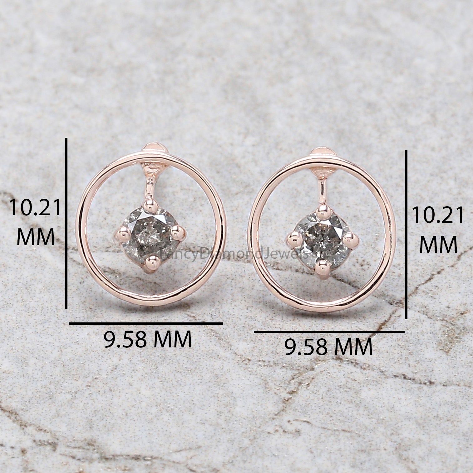 Round Salt And Pepper Diamond Earring, Round Brilliant Shape Earring, Prong Earring, Engagement Earring, Earlobe Earrings, Earrings, KDN2287