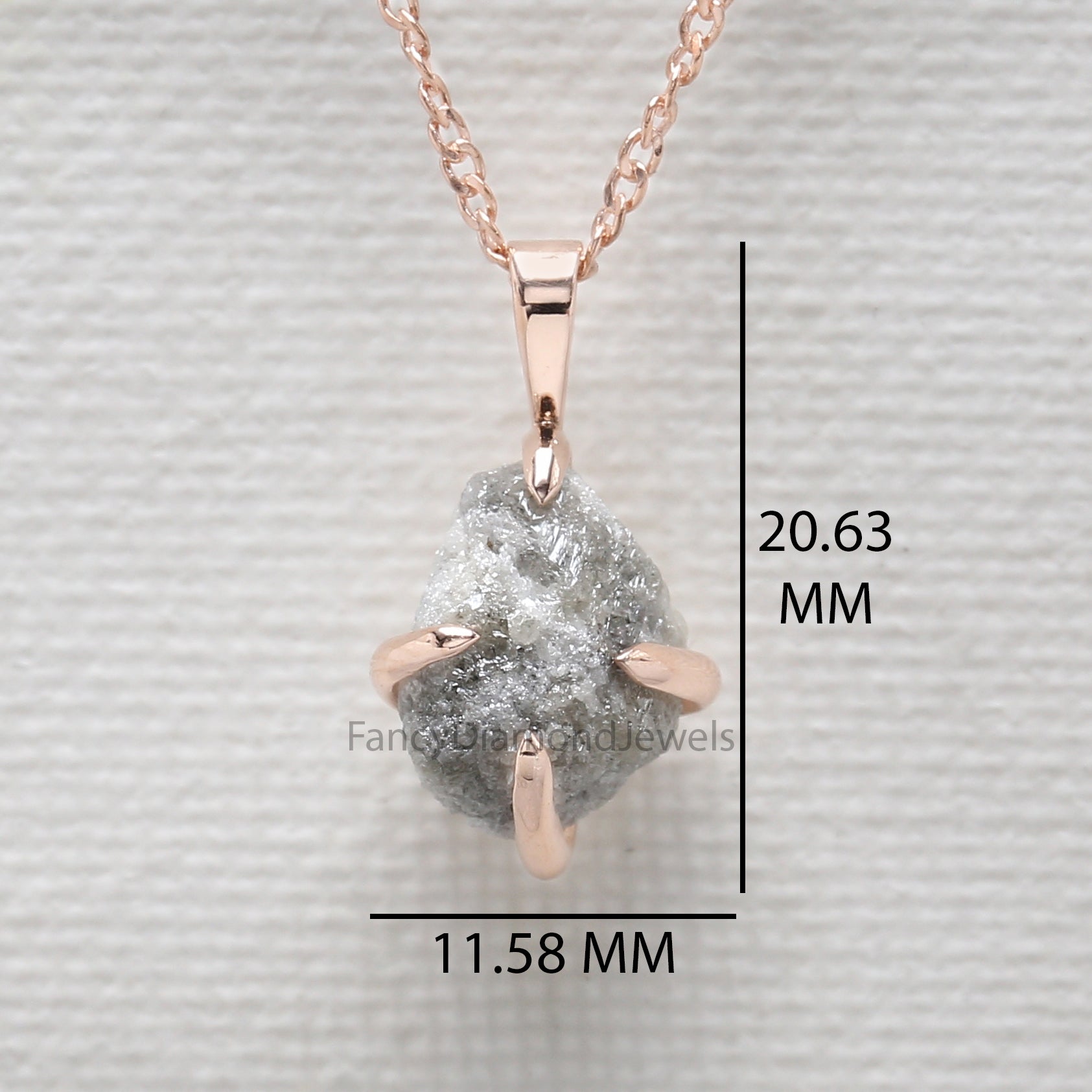 Rough Grey Diamond Pendant, Unique Diamond Pendant, Grey Diamond Pendant, Grey Rough Pendant Rough Pendant Dangling Diamond Necklace KDL2637