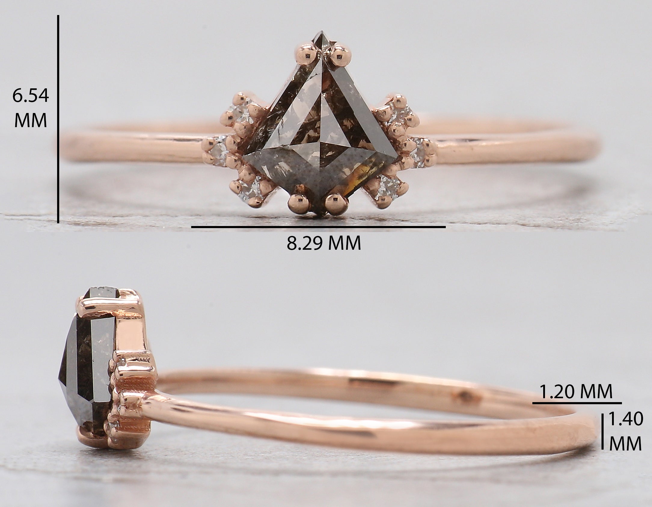 Kite Cut Brown Color Diamond Ring 0.48 Ct 6.24 MM Kite Shape Diamond Ring 14K Solid Rose Gold Silver Kite Engagement Ring Gift For Her QL2476