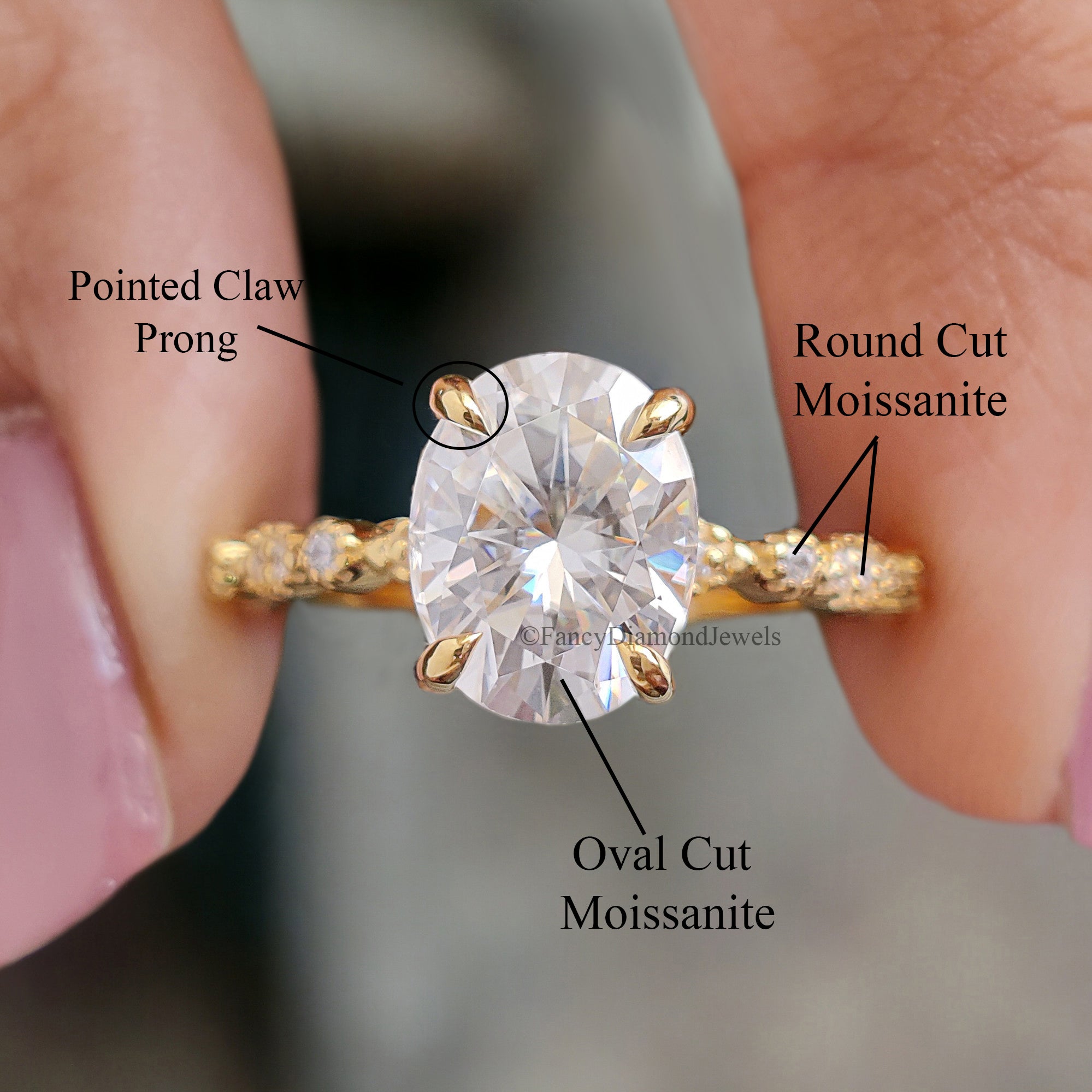 Oval Cut Moissanite Engagement Ring 1.85 CT Colorless Oval Moissanite Bridal Wedding Ring 14K Solid Gold Proposal Ring Gift For Her FD272