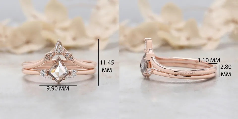0.51 Ct Natural Kite Light Brown Color Diamond Ring 6.80 MM Kite Diamond Ring 14K Solid Rose Gold Silver Engagement Ring Gift For Her QL2557