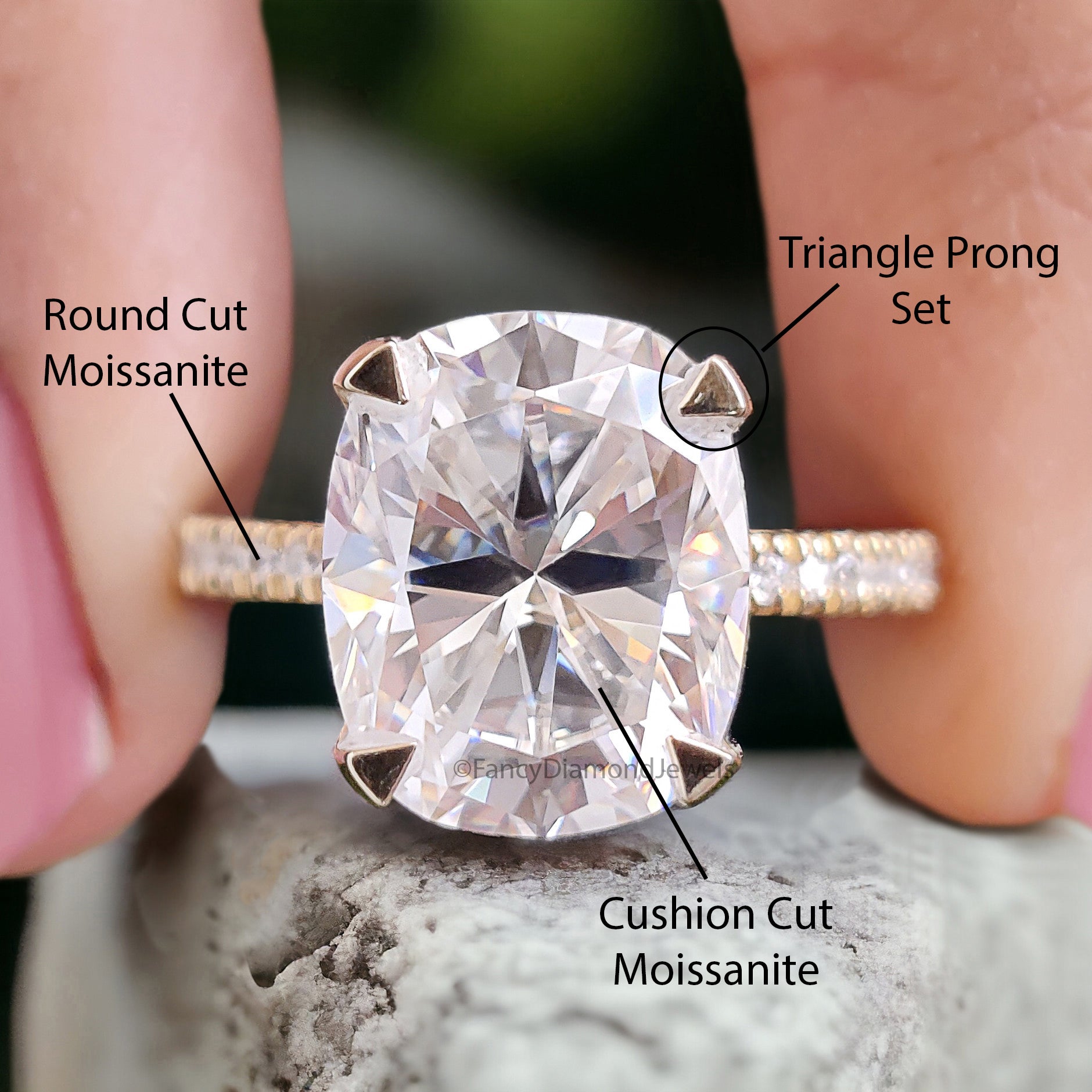 4.00 CT Cushion Shape Colorless Moissanite Ring Hidden Halo Elongated Cushion Moissanite Ring Wedding Ring Promise Ring Gift For Her FD315