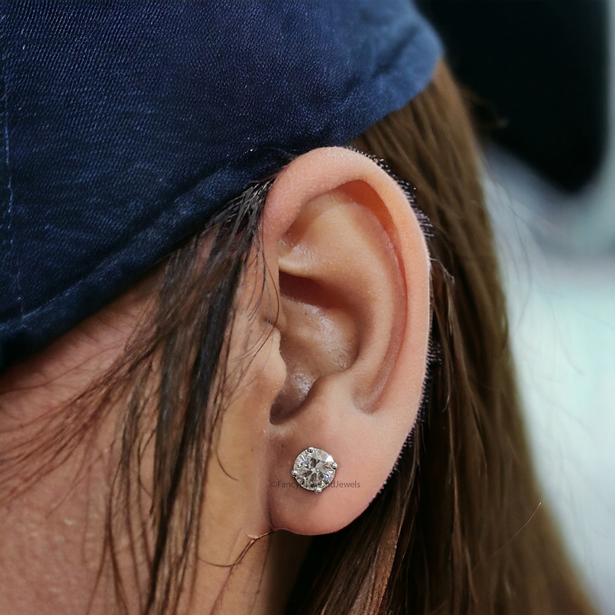 6.50 MM Round Brilliant Cut Earring Colorless Moissanite Stud Earrings Screw Back Earrings Wedding Earring Round Studs Earrings for Her FD25