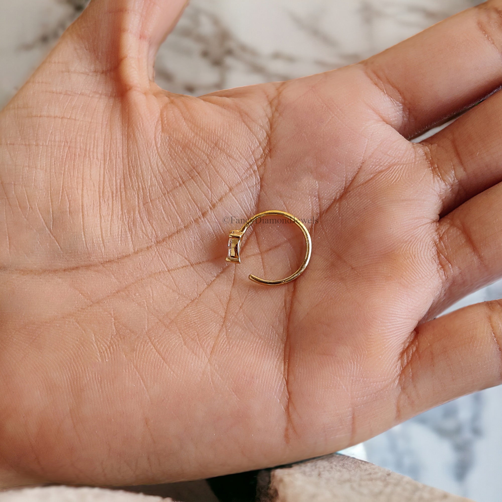 Tiny Solid Gold Pear Open Hoop Earrings Yellow Gold Pear Moissanite Diamond Mini Hoop Dewdrop Hoop Earring Minimalist Jewelry FD43